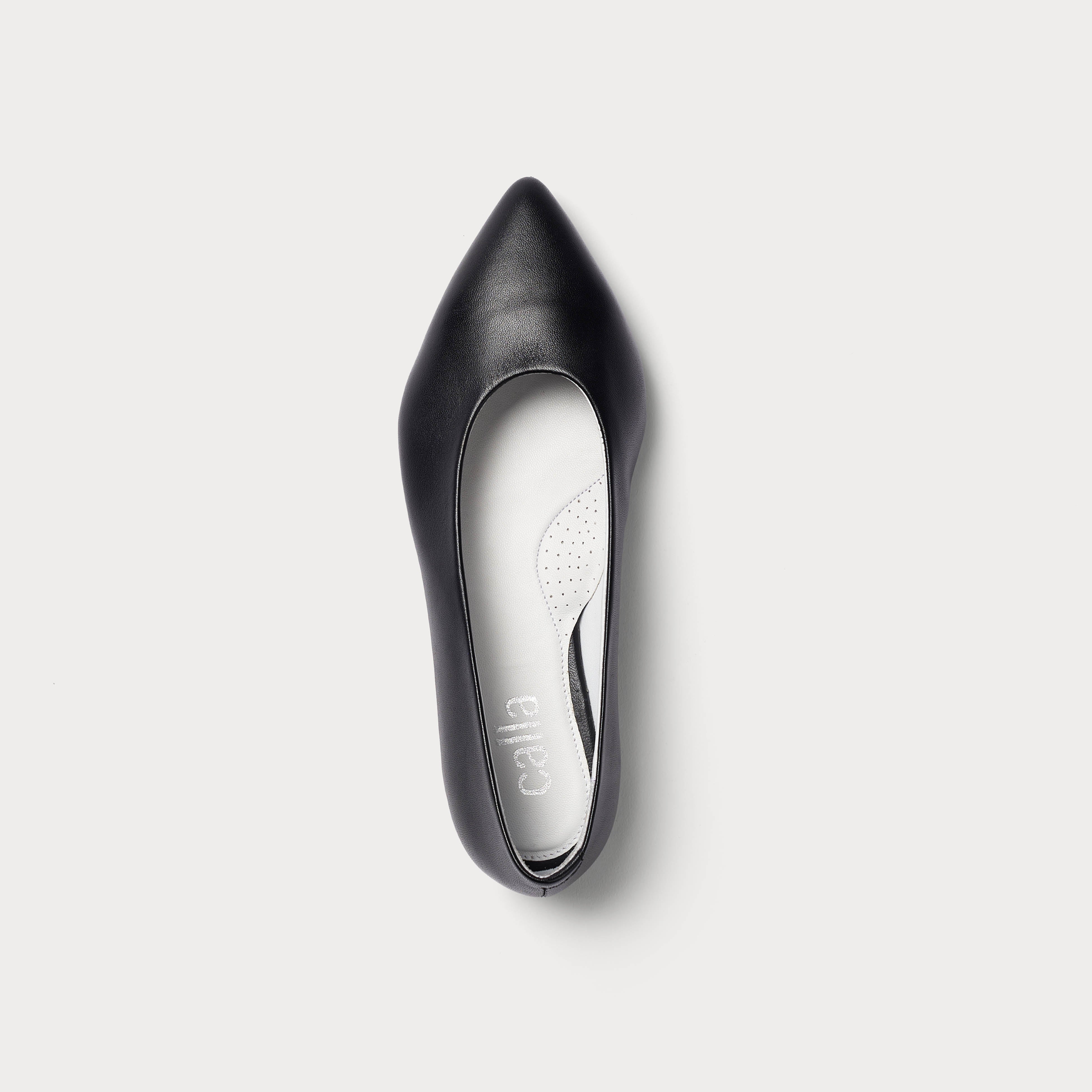 Isabella - Black Leather Ballerinas