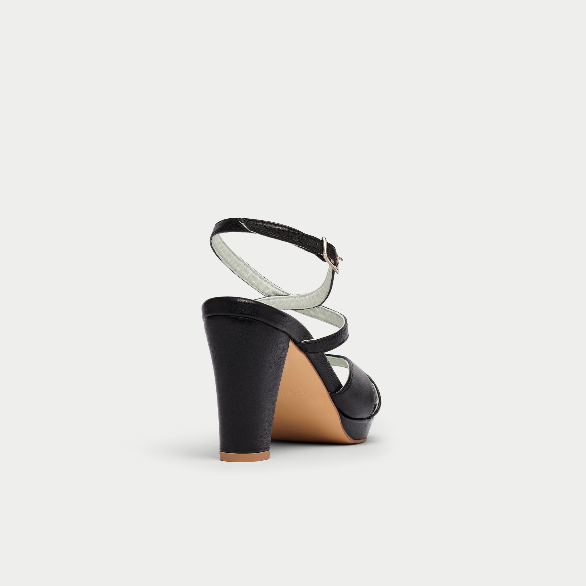 Karen - Black Leather Block Heels