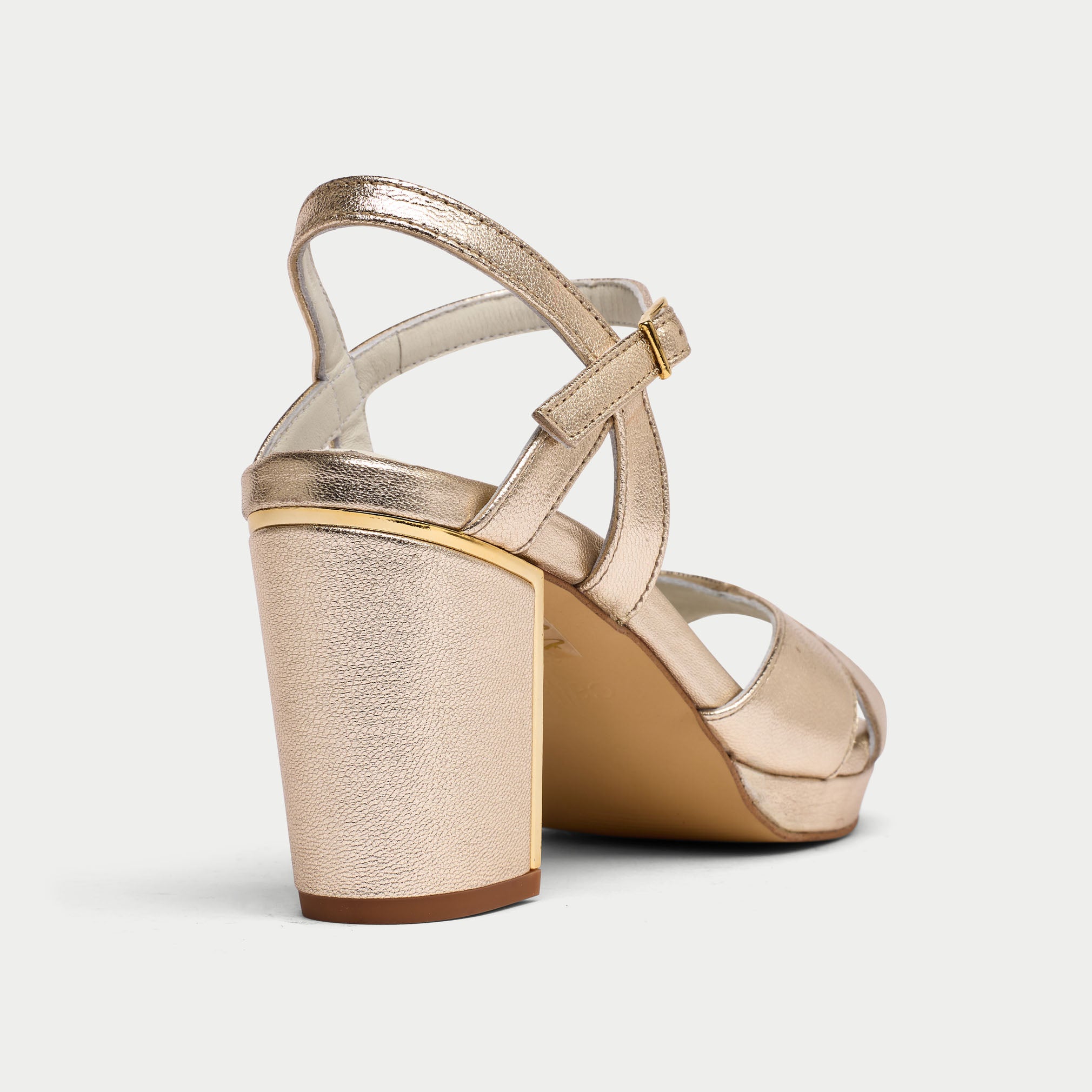 Katerina - Champagne Leather Block Heels