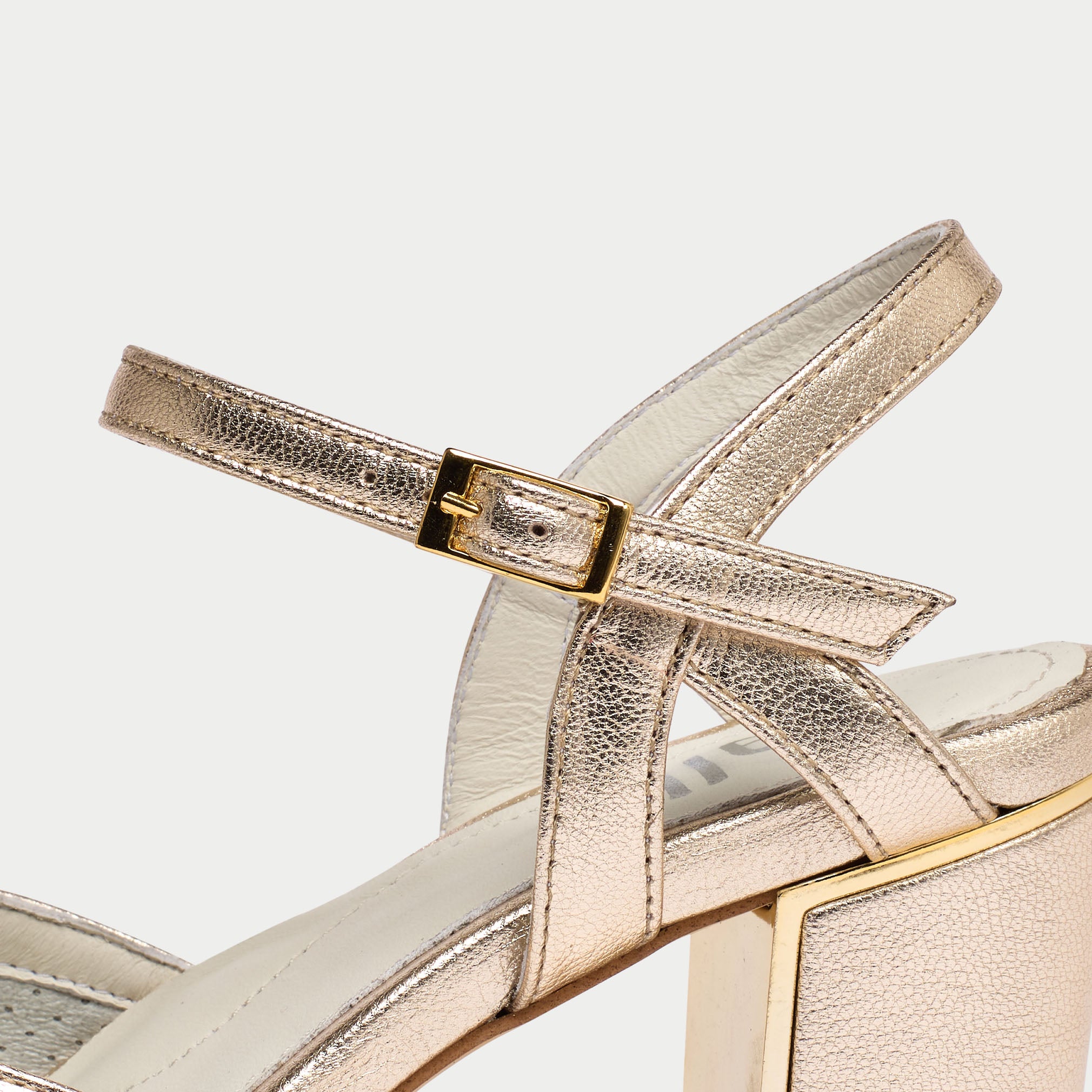 Katerina - Champagne Leather Block Heels