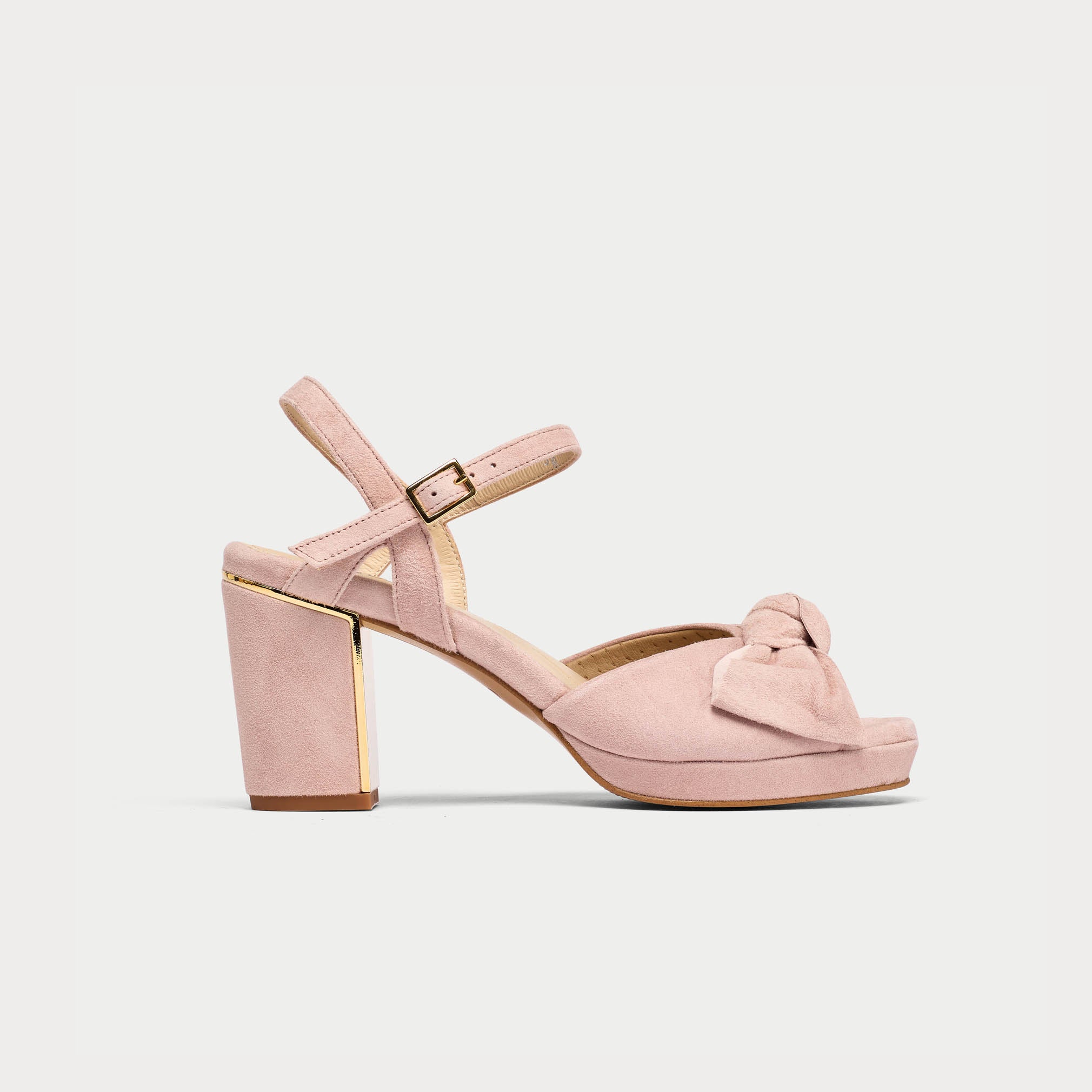 Lizzie - Soft Rose Suede Block Heels