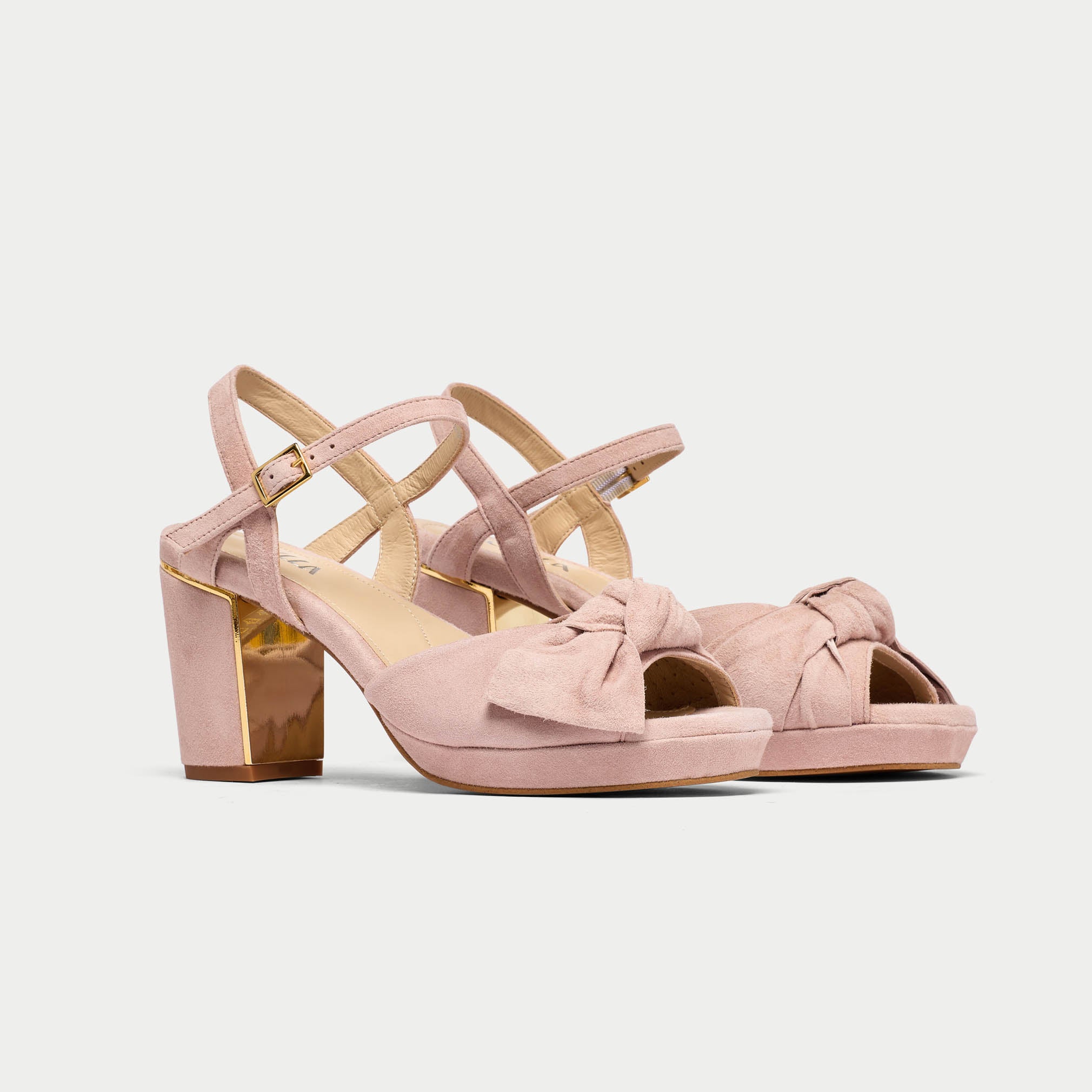Lizzie - Soft Rose Suede Block Heels