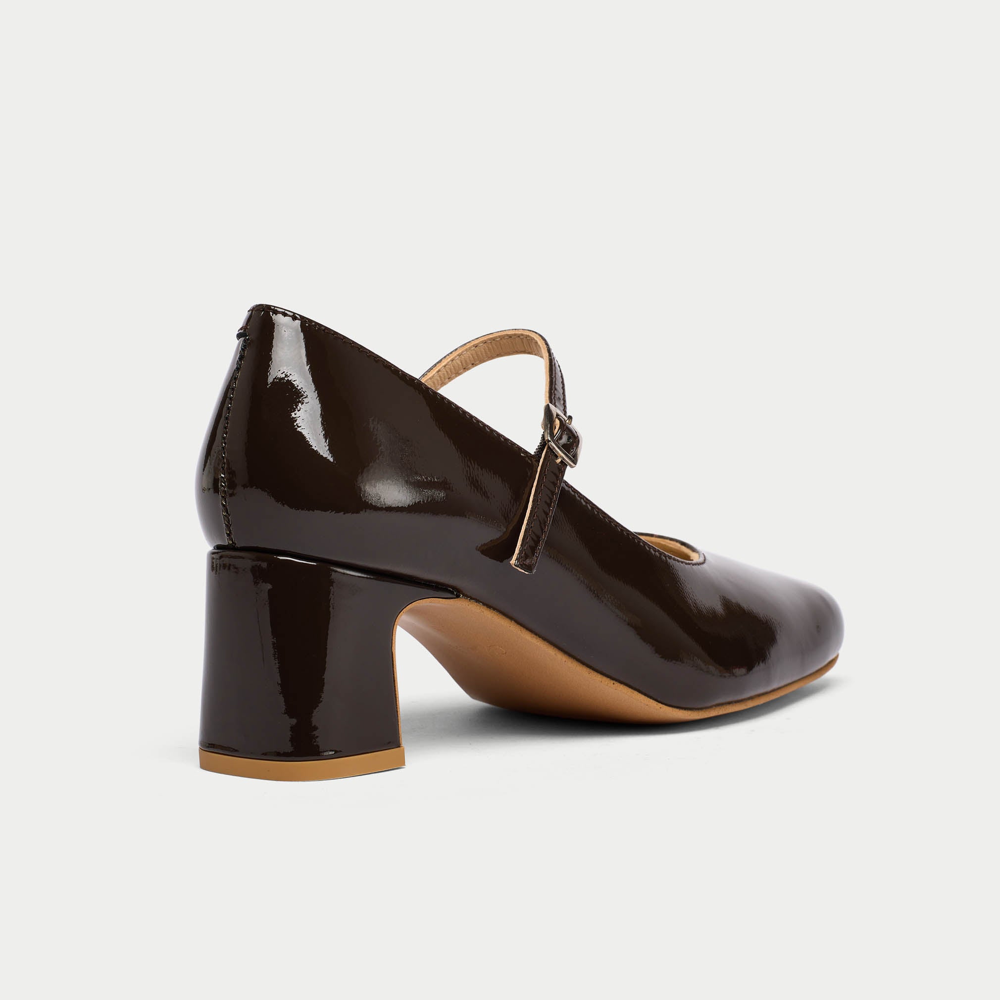 Mary Jane - Black Coffee Patent Leather Pumps