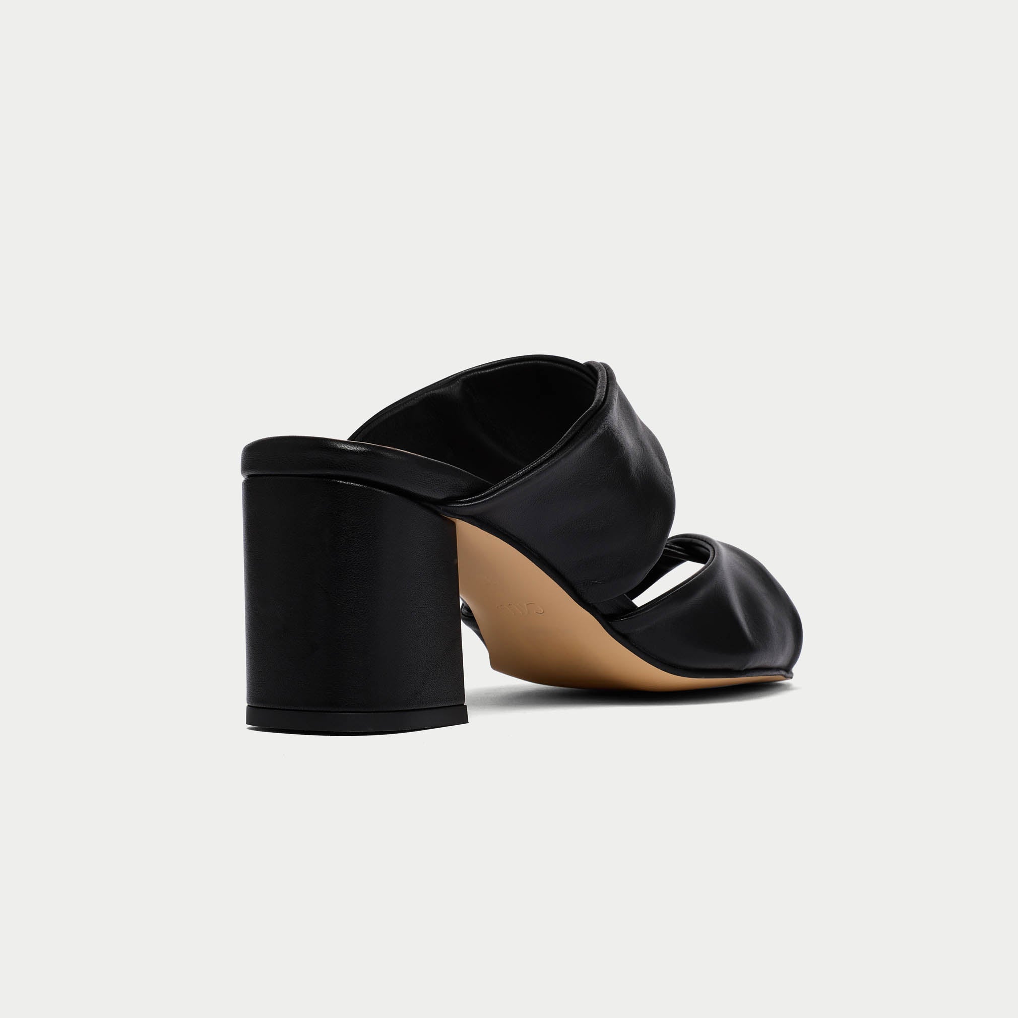 Mia - Black Leather Mules