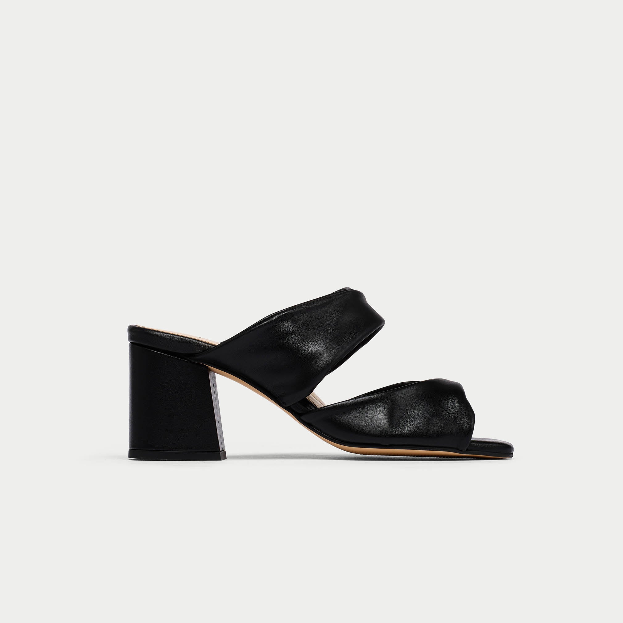 Mia - Black Leather Mules