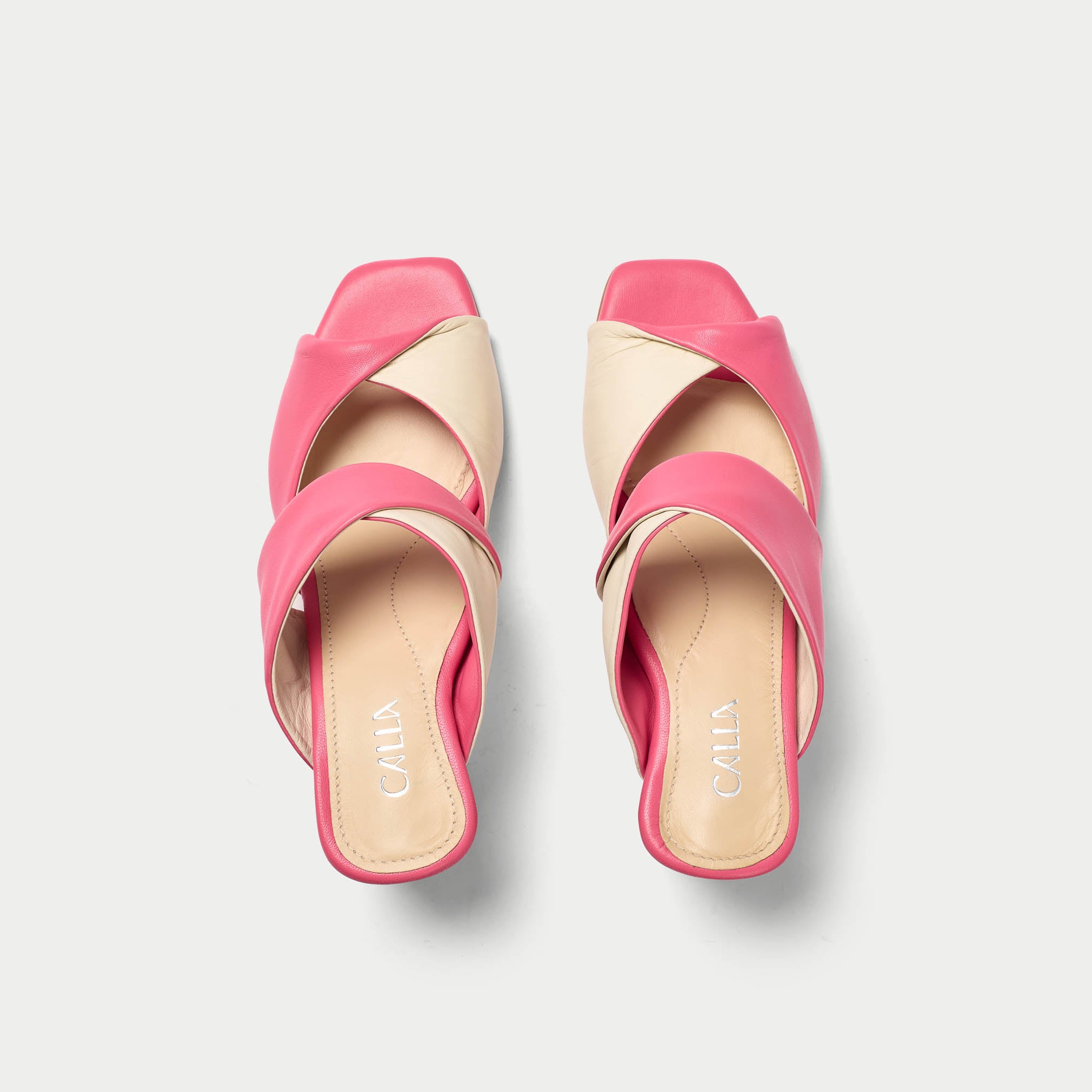 Mia - Pink Mix Leather Mules