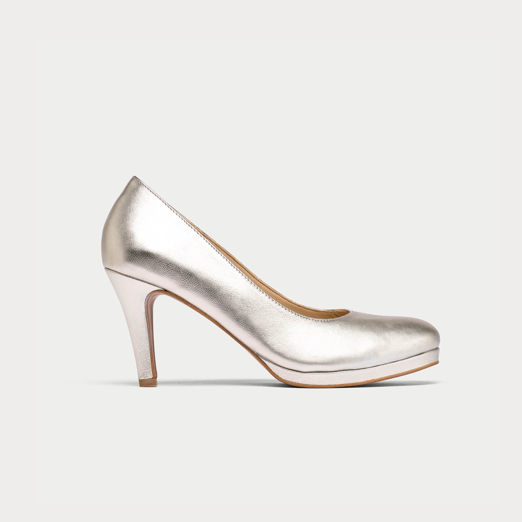 Sophia - Silver Leather Pumps