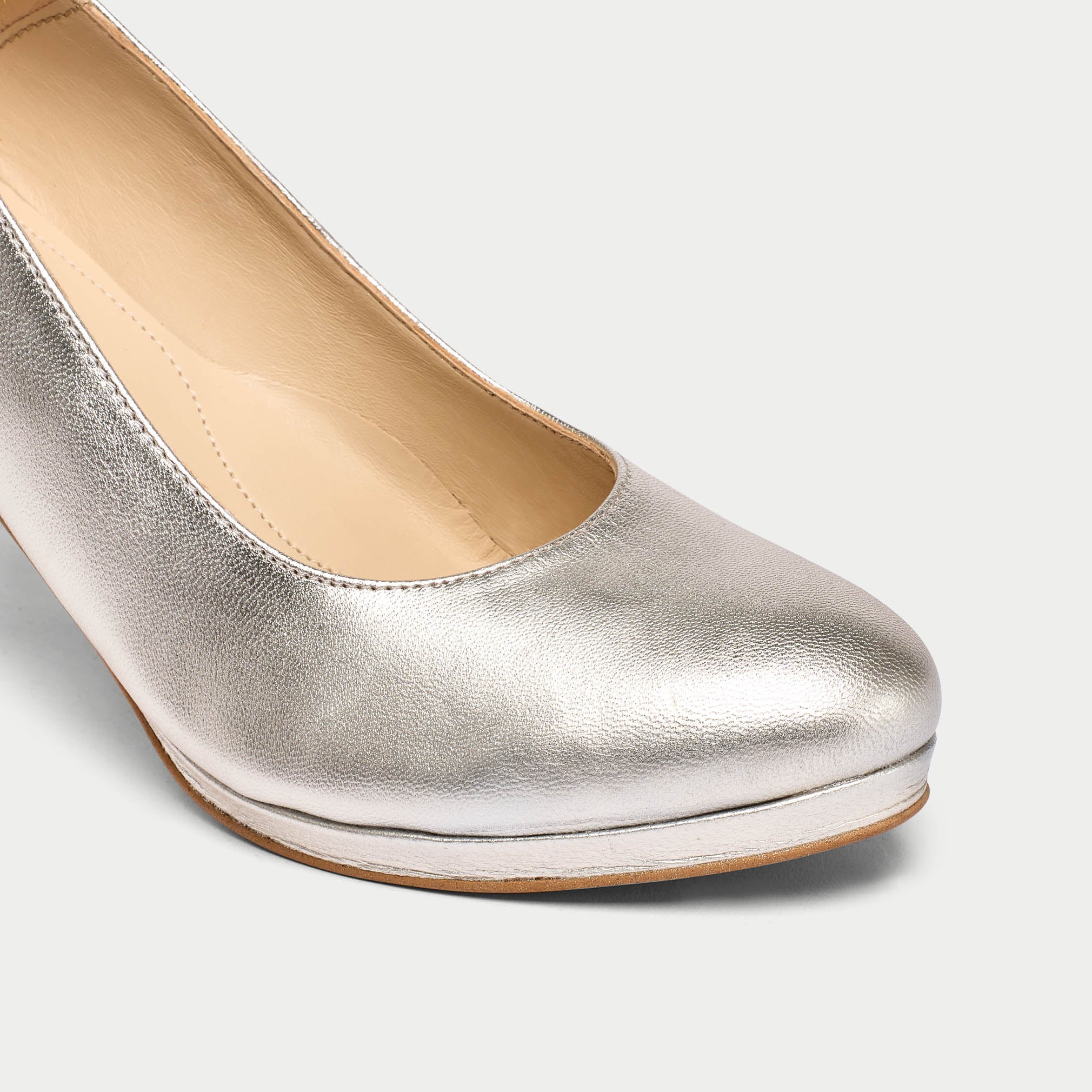 Sophia - Silver Leather Pumps