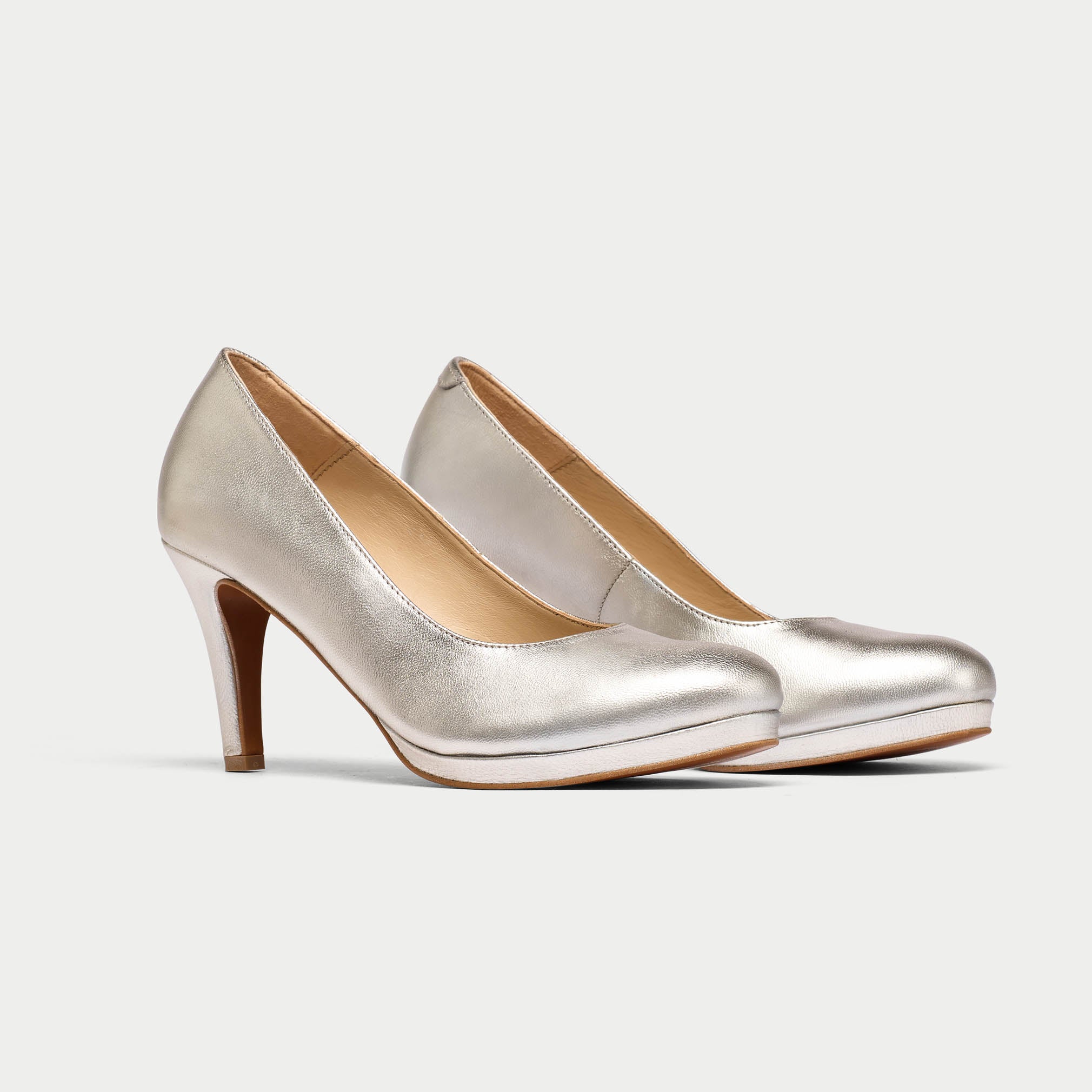 Sophia - Silver Leather Pumps