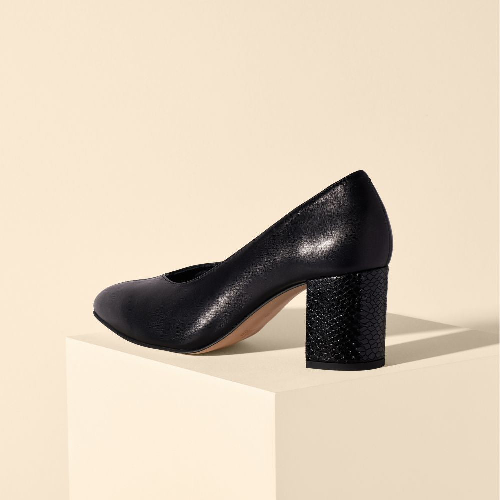 sara black croc block heels for bunions heel