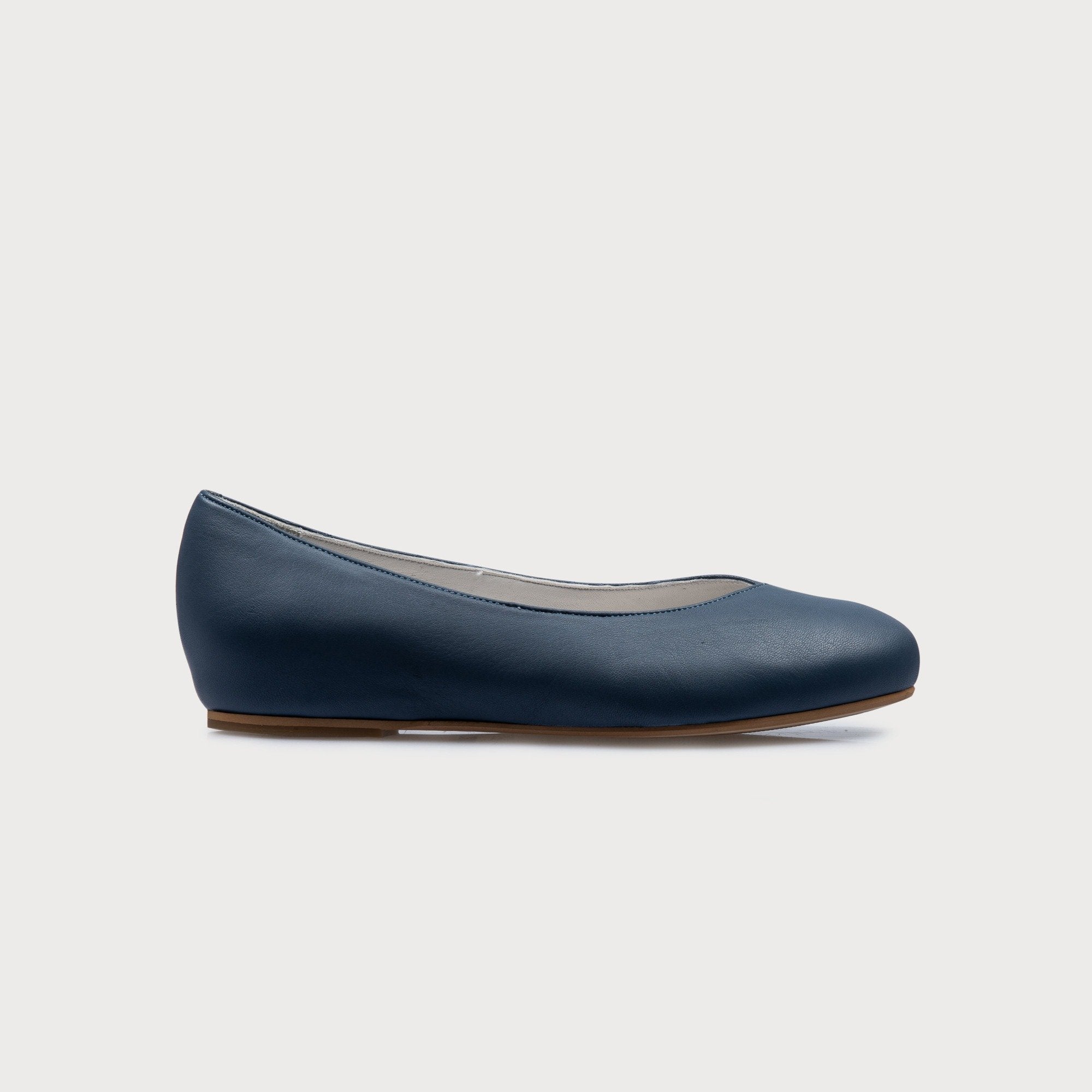 Charlotte Wide Fit - Blue Leather Ballerinas