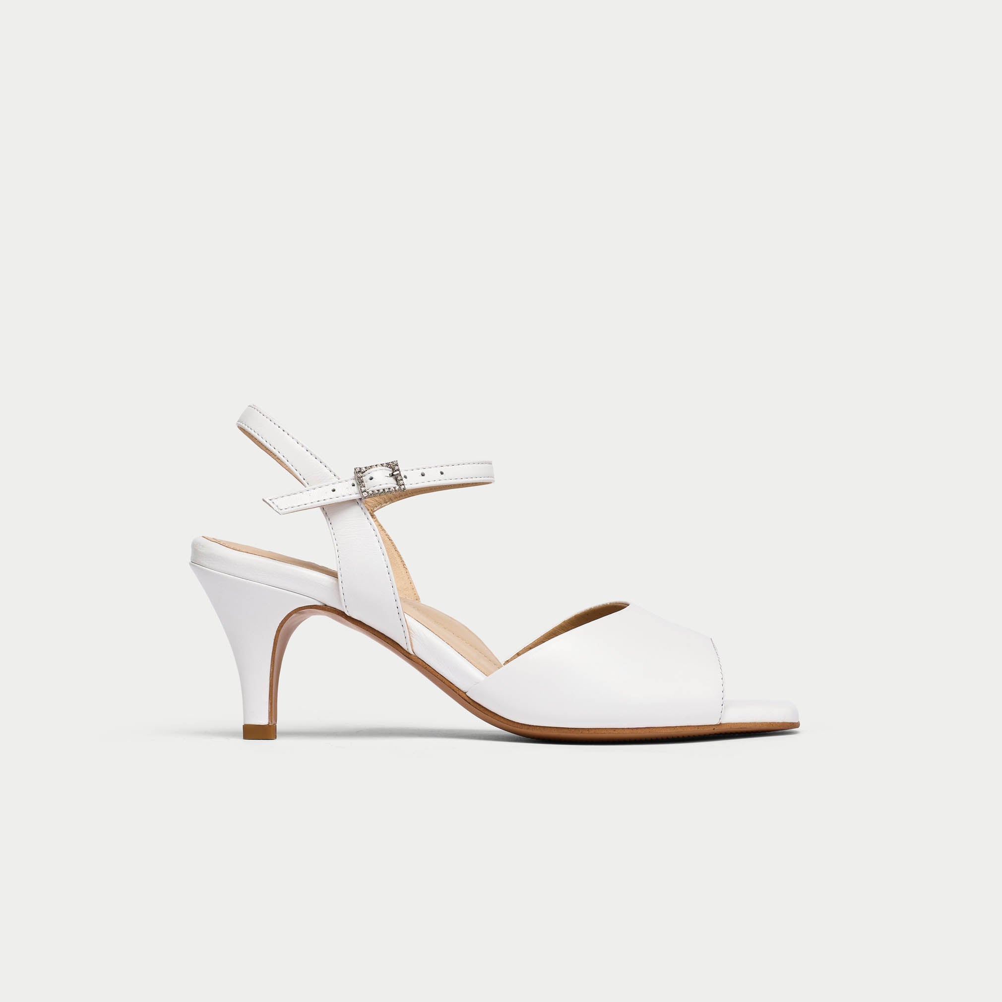 Glenda - White Leather Heels