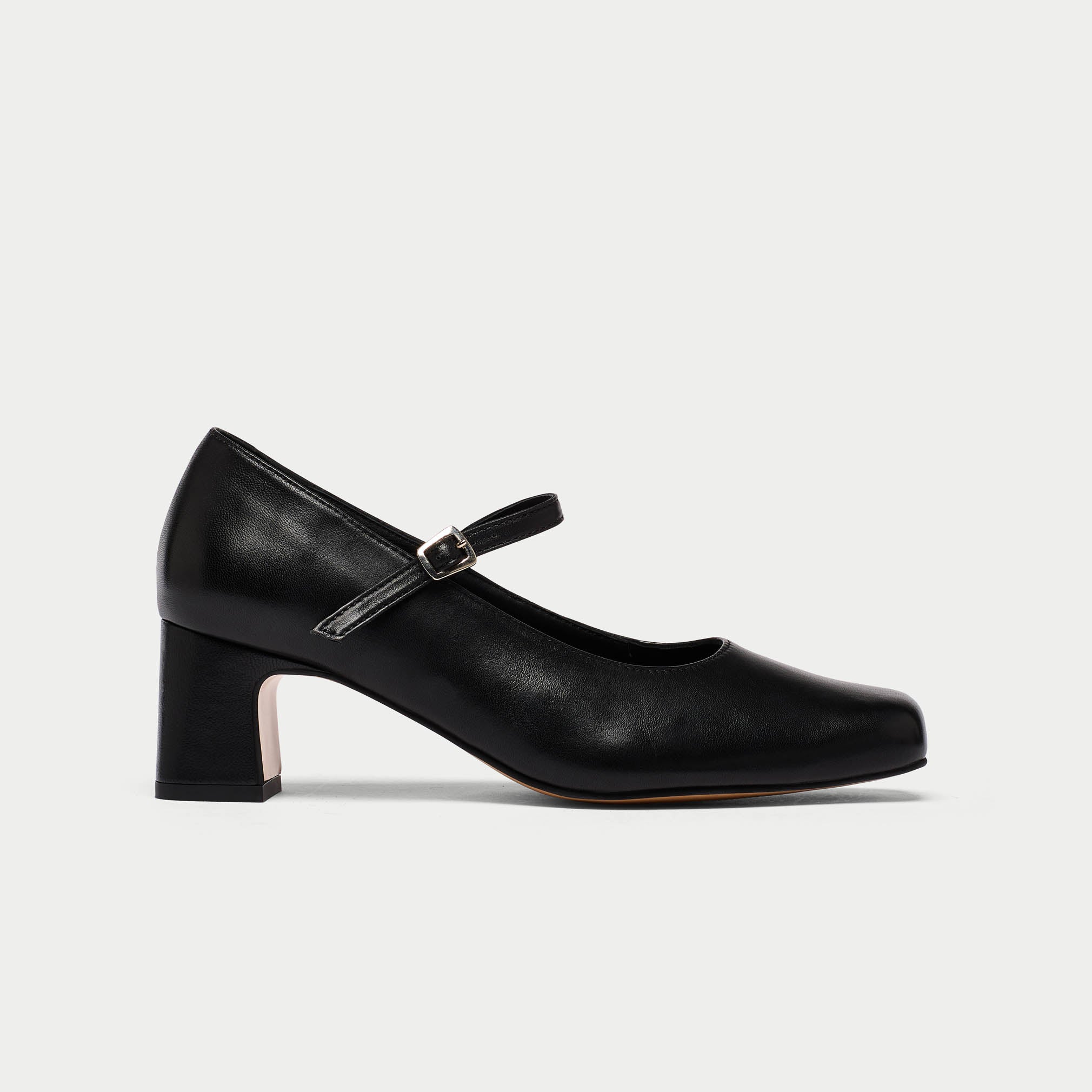 black leather mary janes