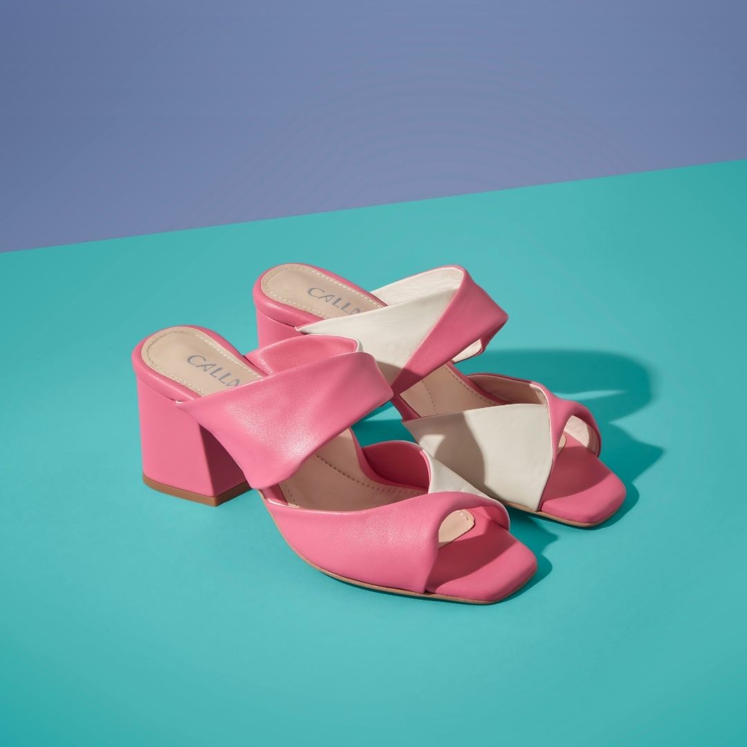 pink mix leather heels for bunions