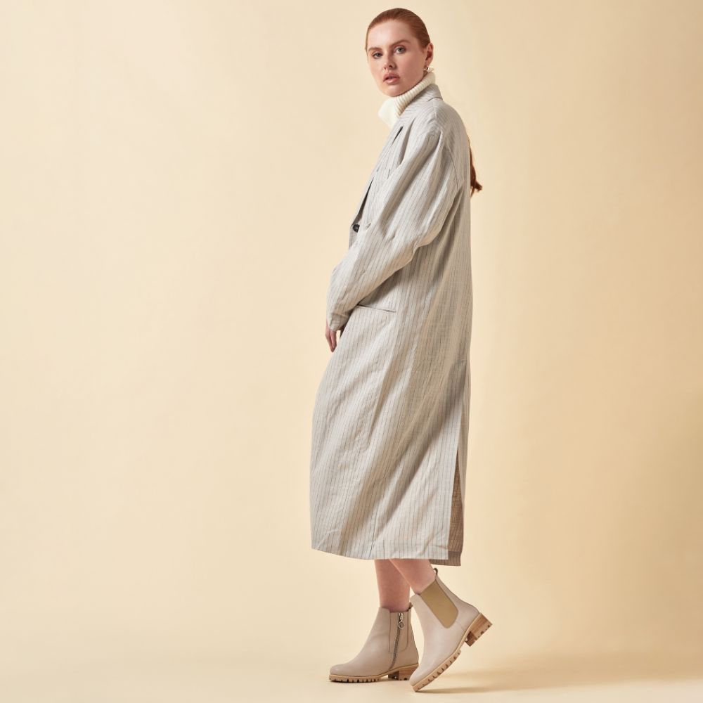 nude leather boots for bunions on model