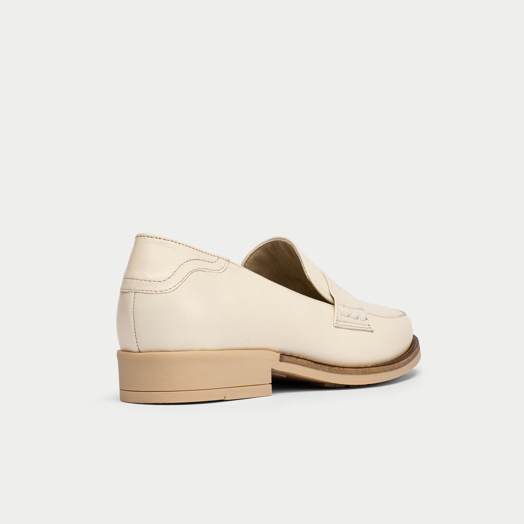 back view of loafers for bunions latte leather