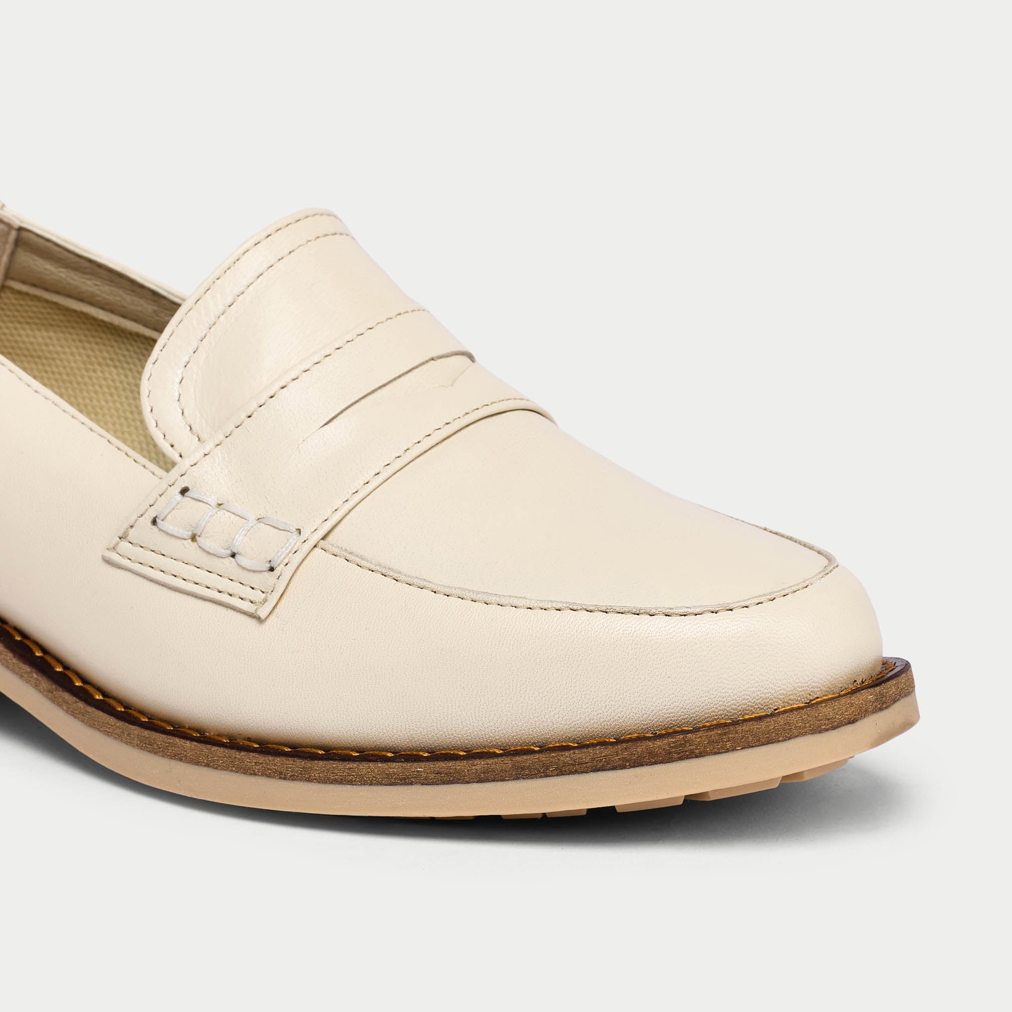 close up of leather loafers