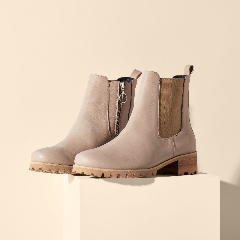 nude leather boots for bunions