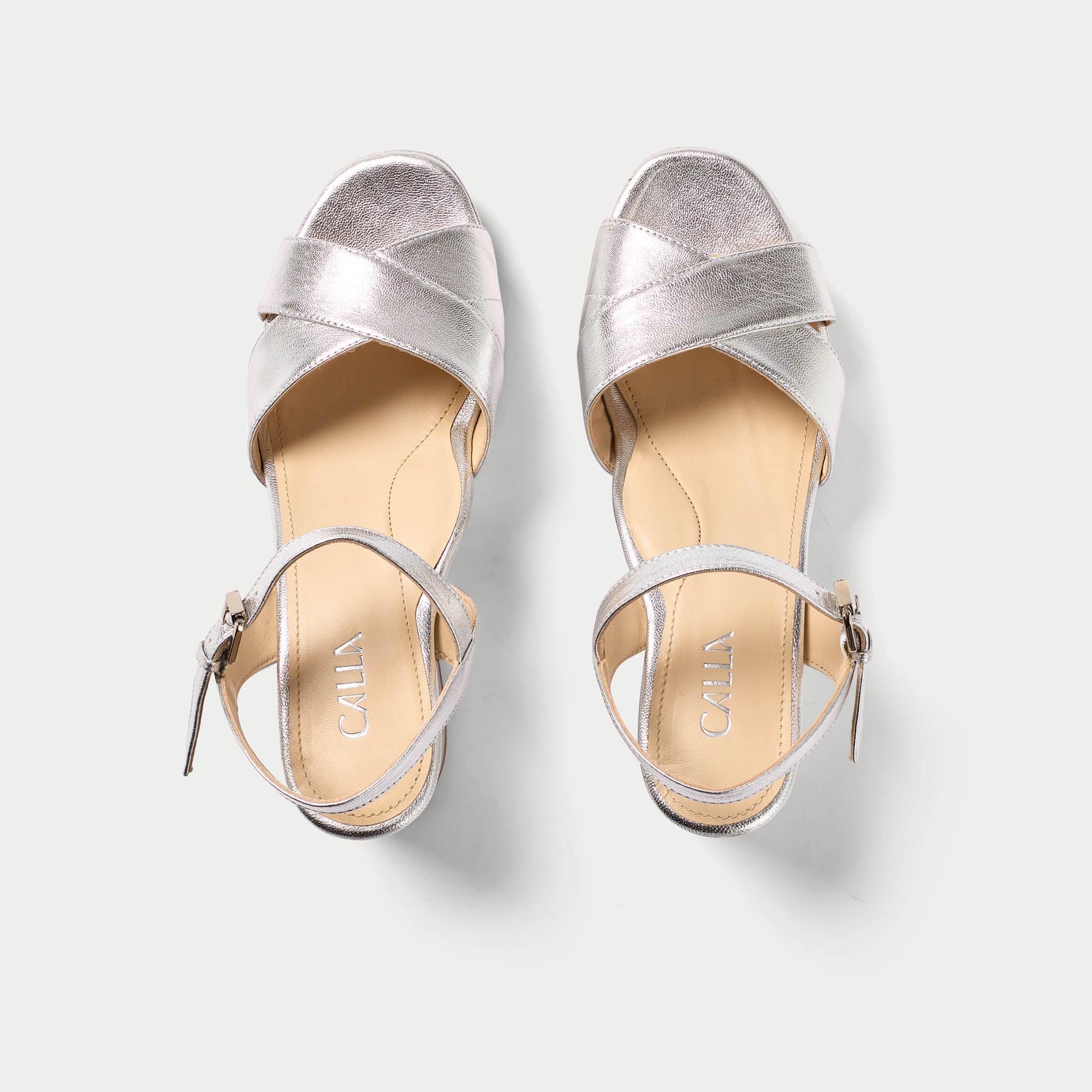 silver leather heels for bunions top view