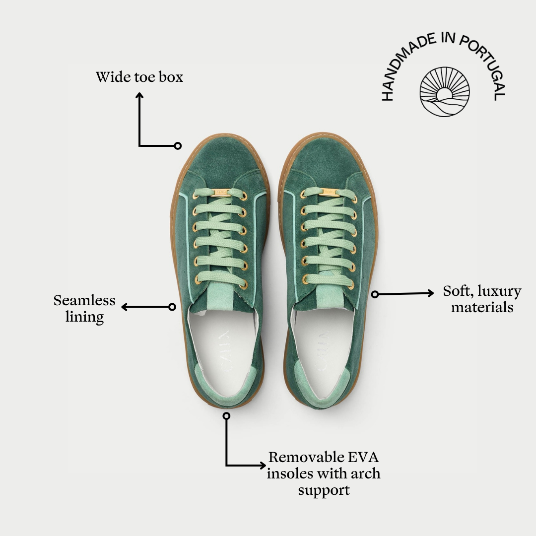Star - Teal Suede Wide Fit Sneakers