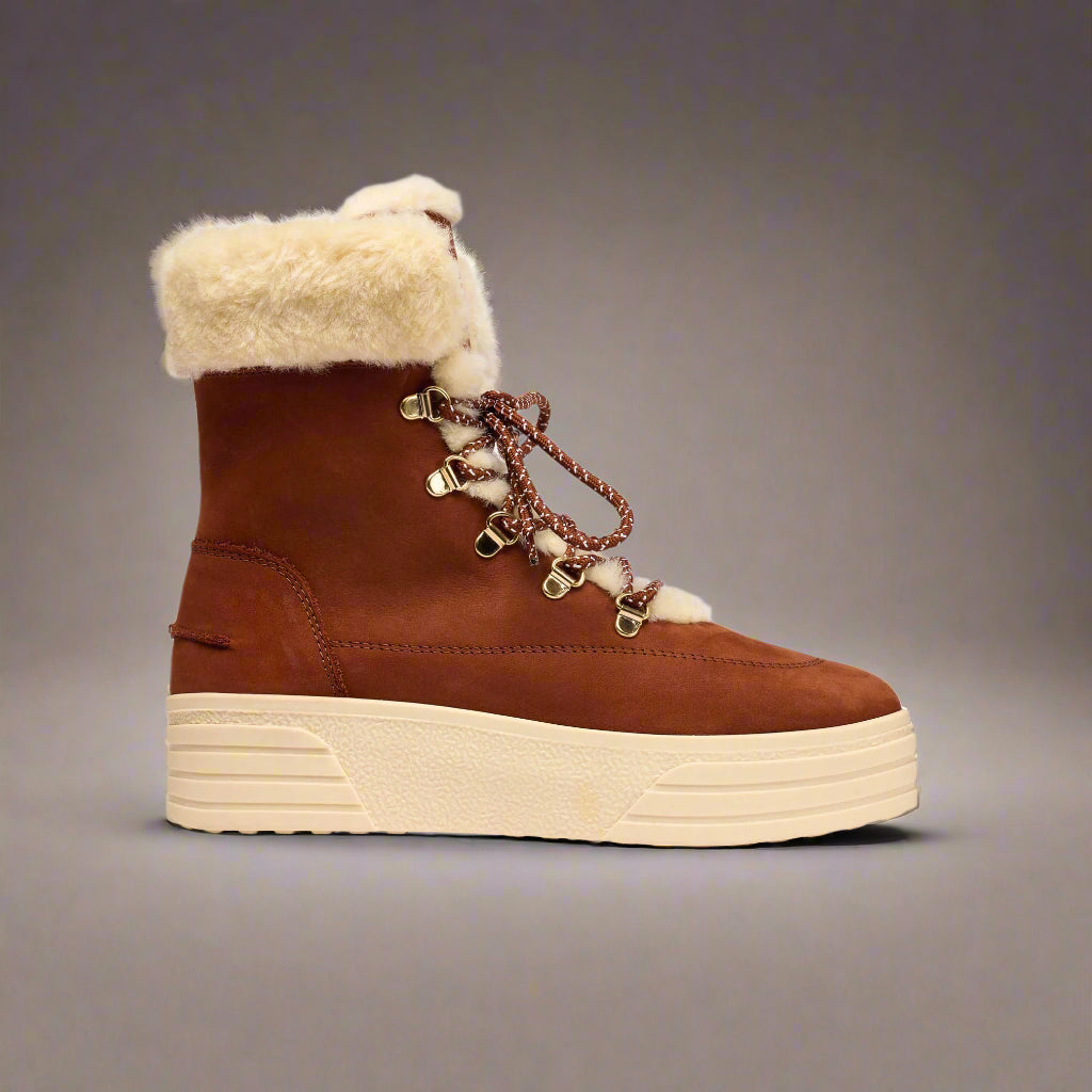 Abbie rust suede boot side view