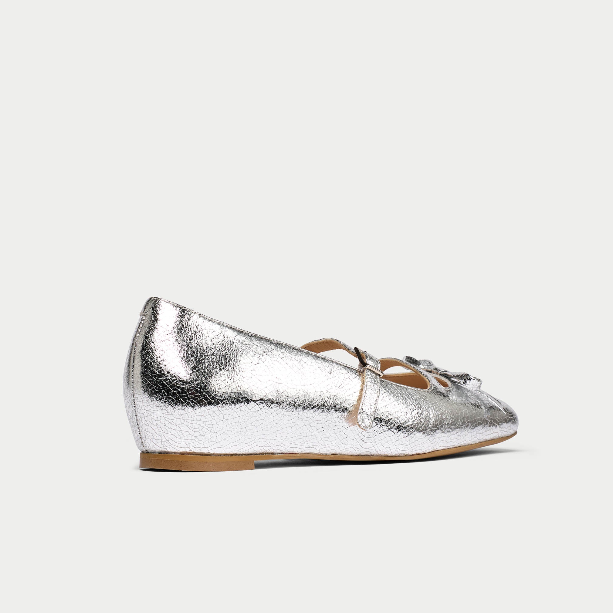 Alexa silver ballerinas side view