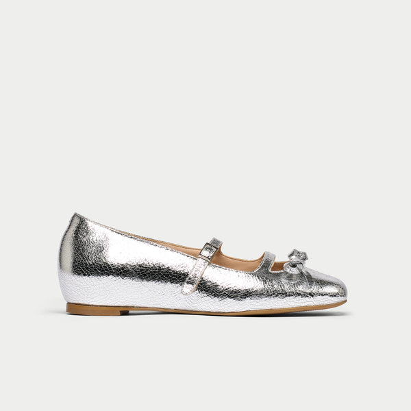 Calla | Alexa | High Shine Silver Leather | Flat ballerina