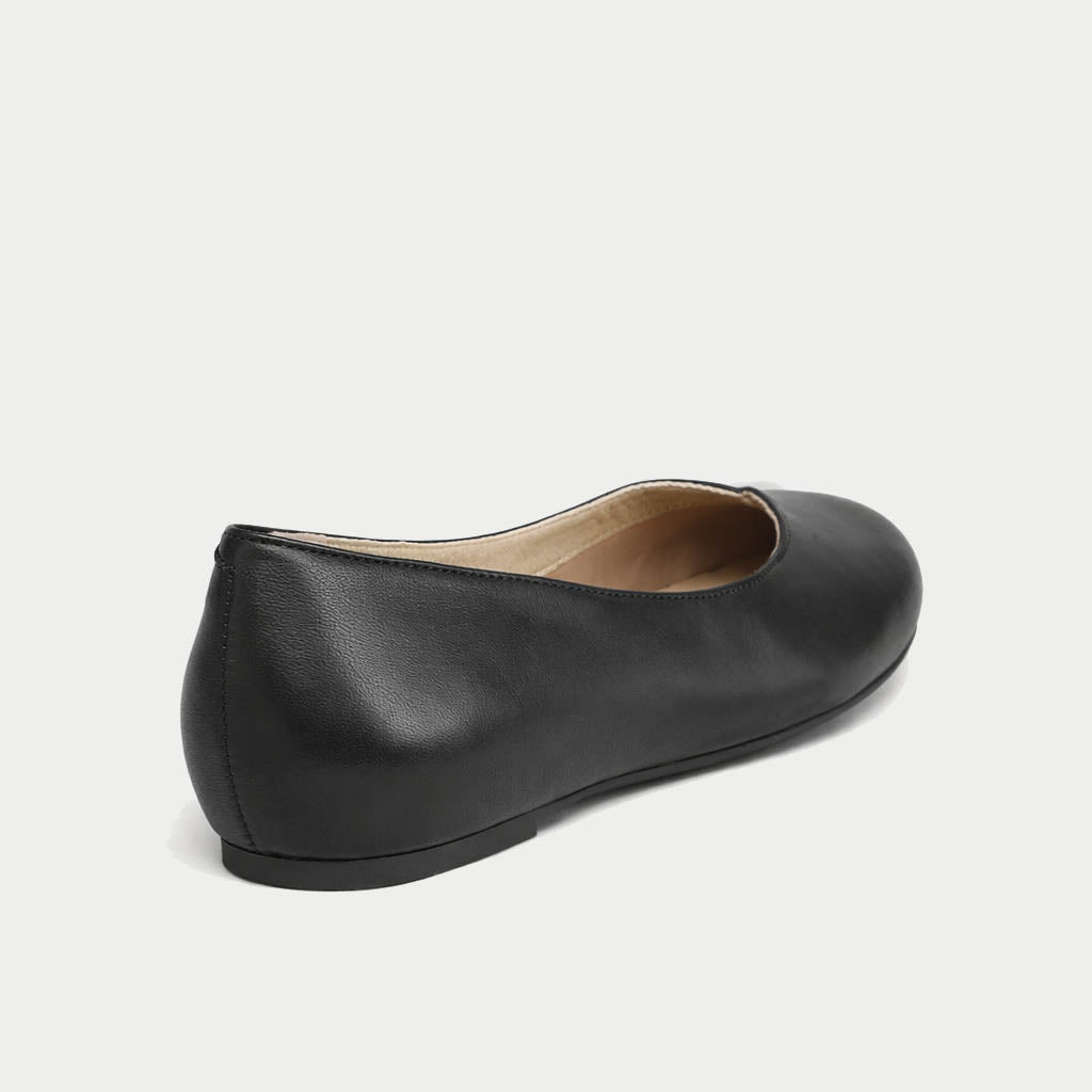 Charlotte - Black Leather Ballerinas