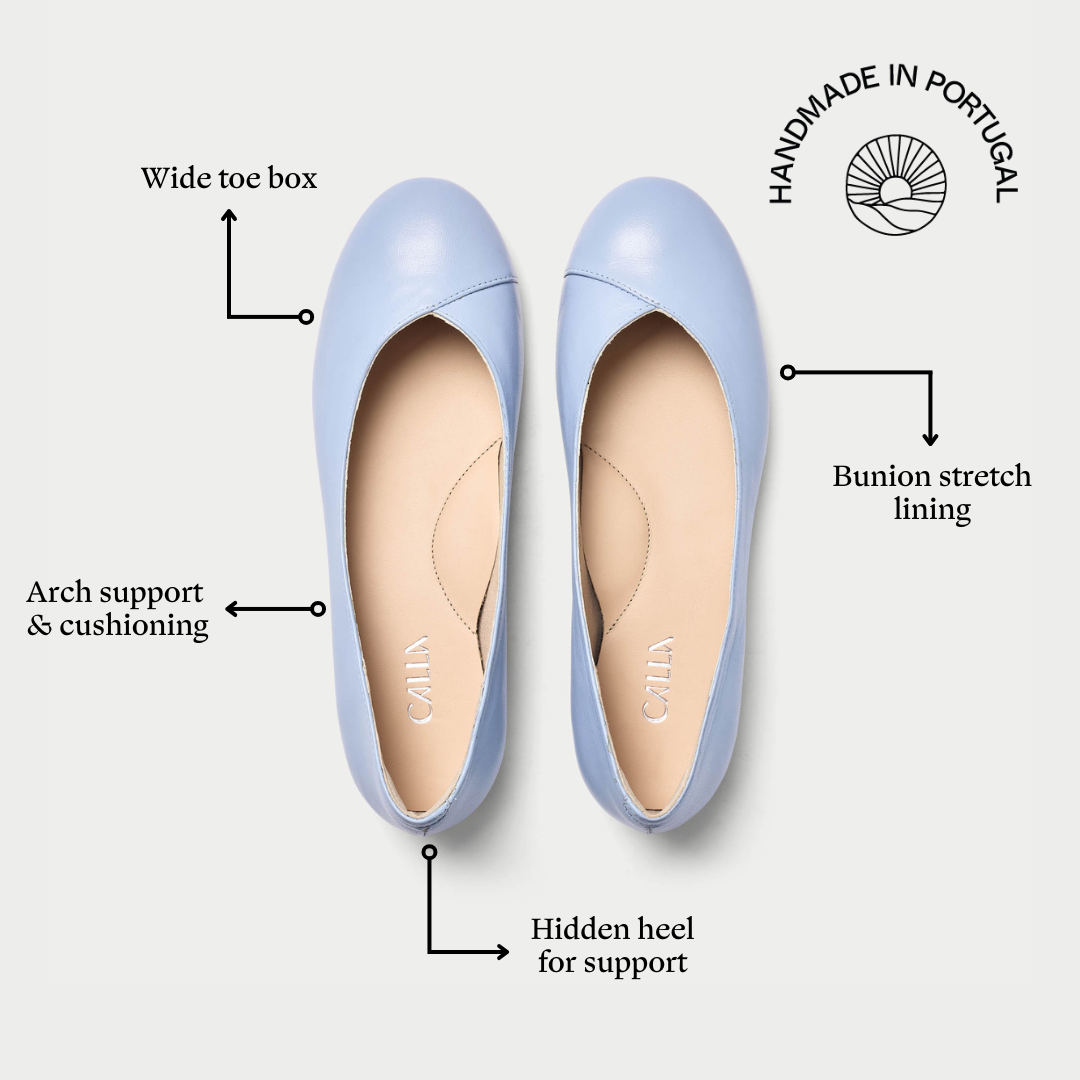 Charlotte - Ice Blue Leather Ballerinas