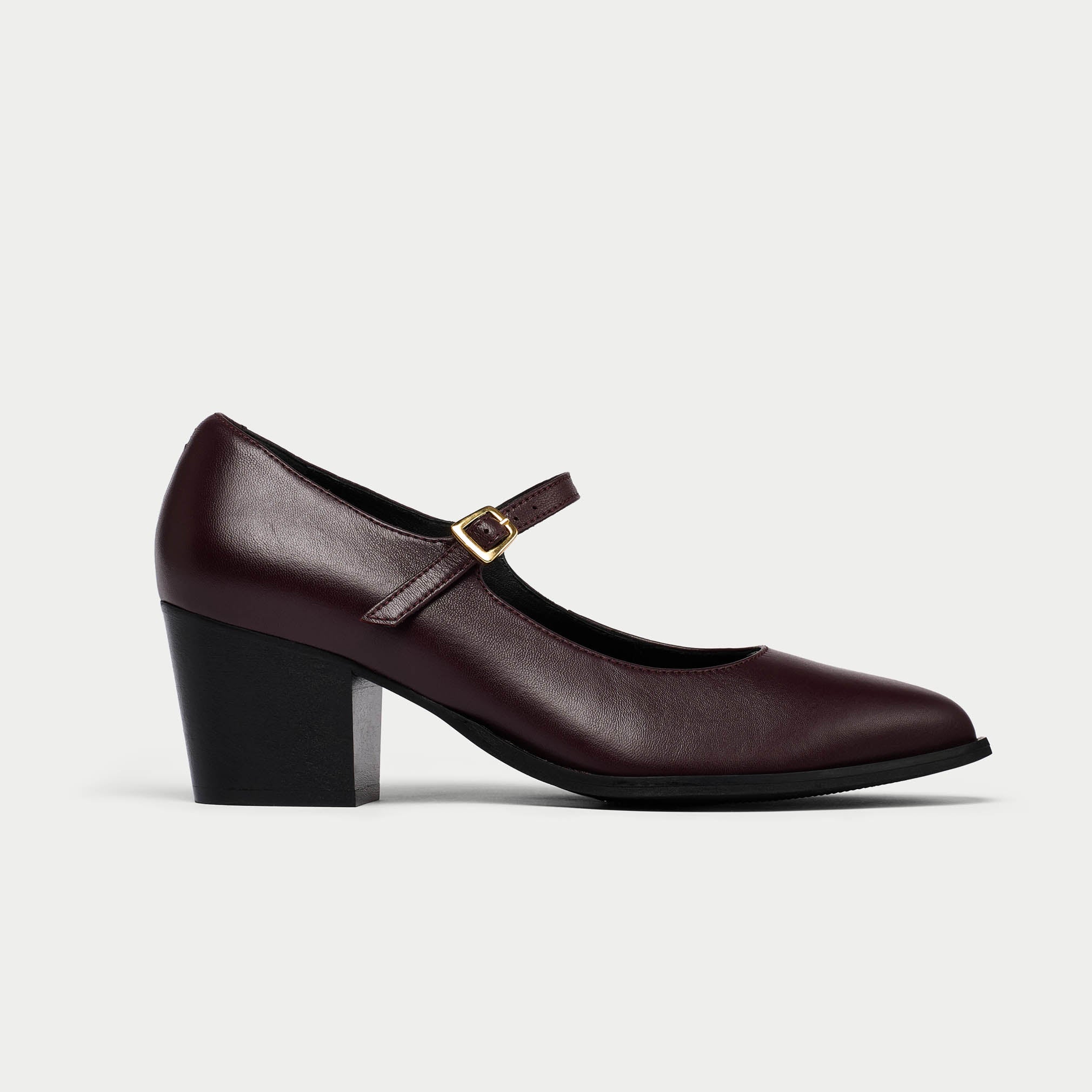 Calla Shoes Mary Jane Black Leather block heel