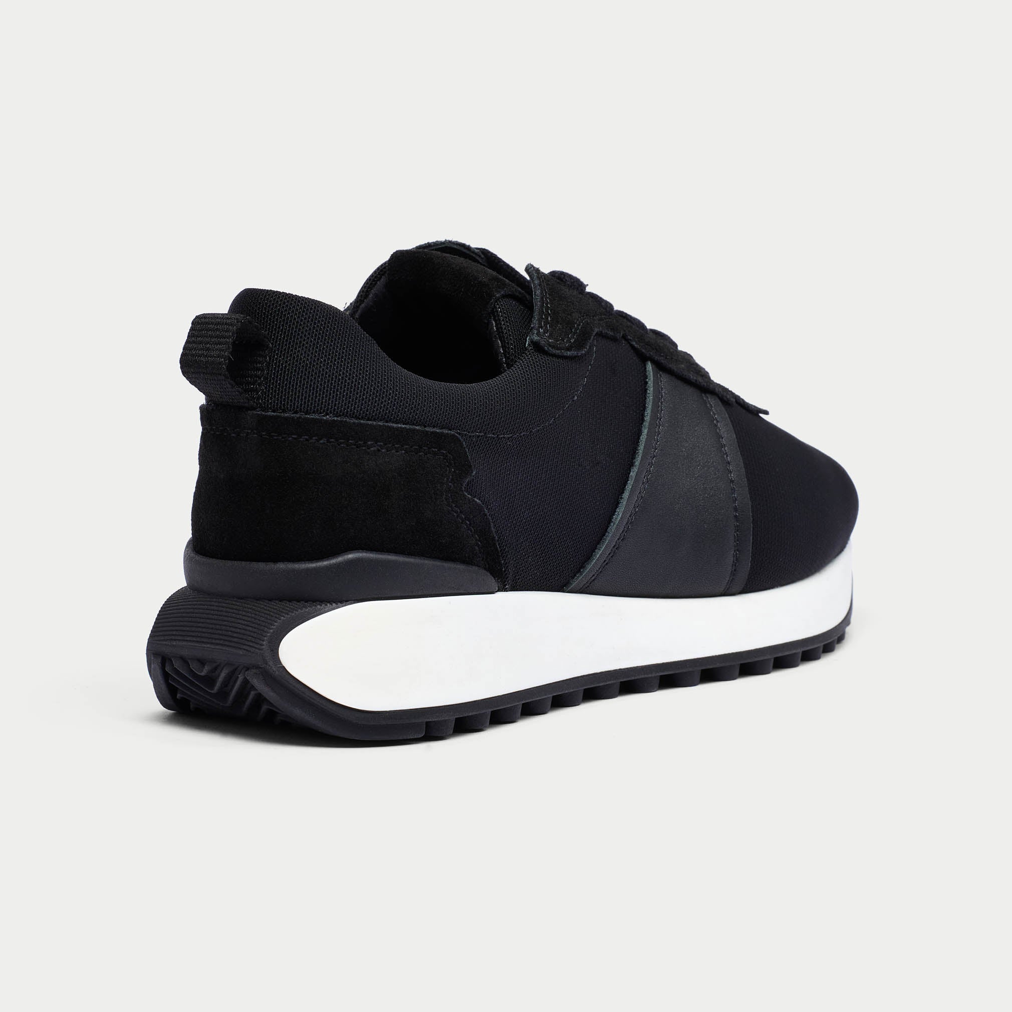 Calla Cosmos Black leather textile sporty wide fit flat sneaker