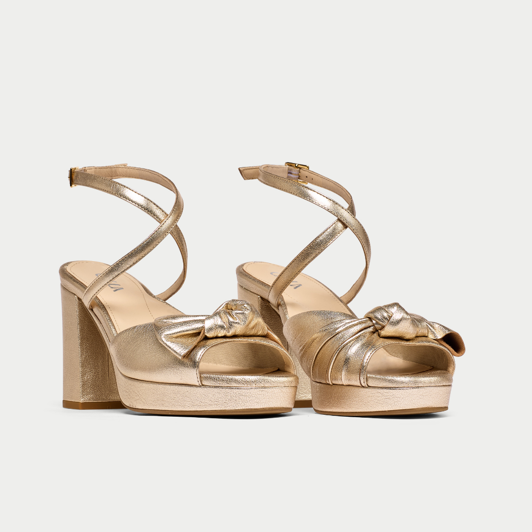 Daisy champagne block heel pair