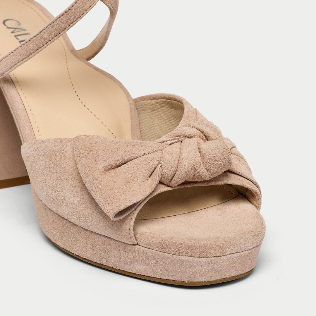 Daisy taupe suede block heel tip view