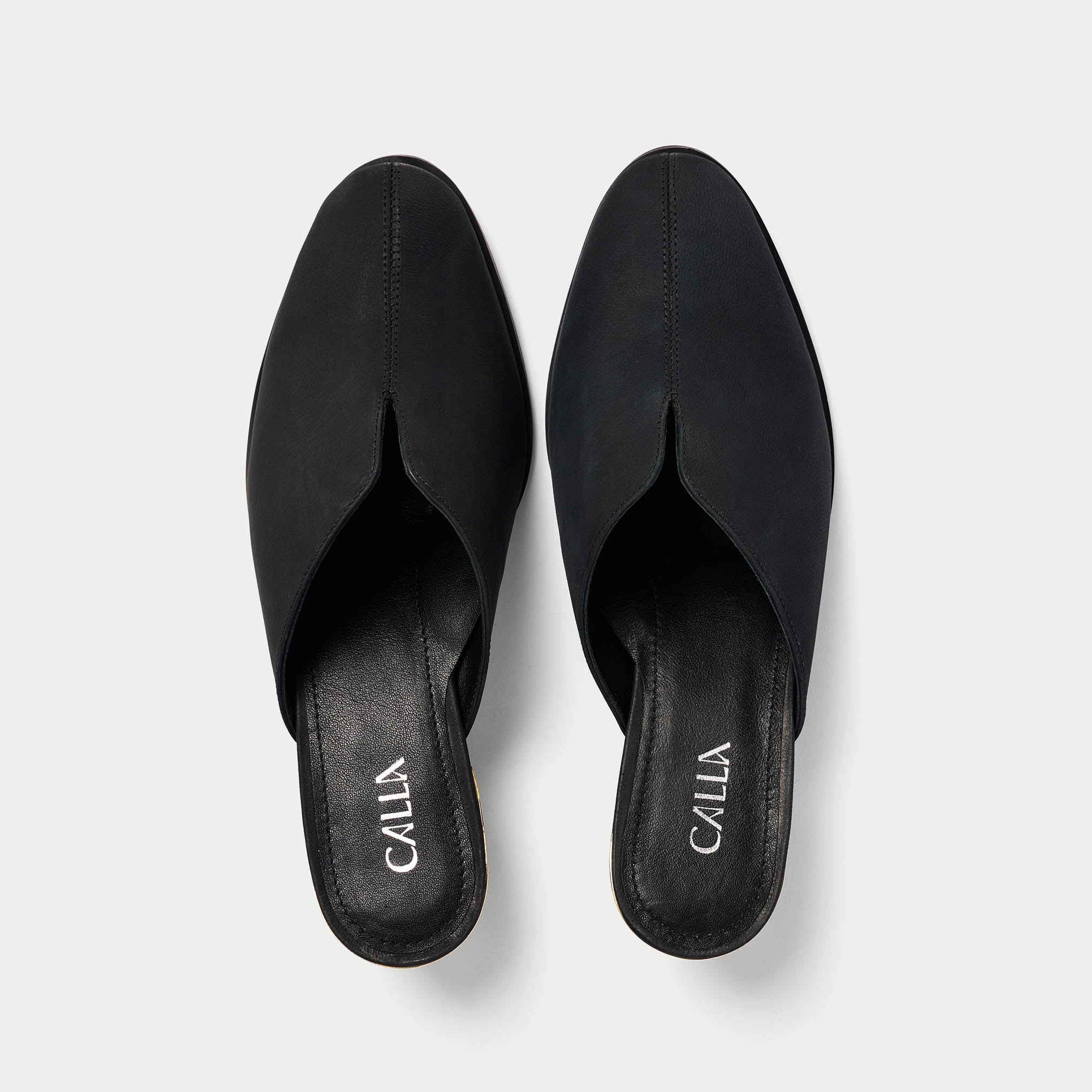 Eden black mules for bunions top view