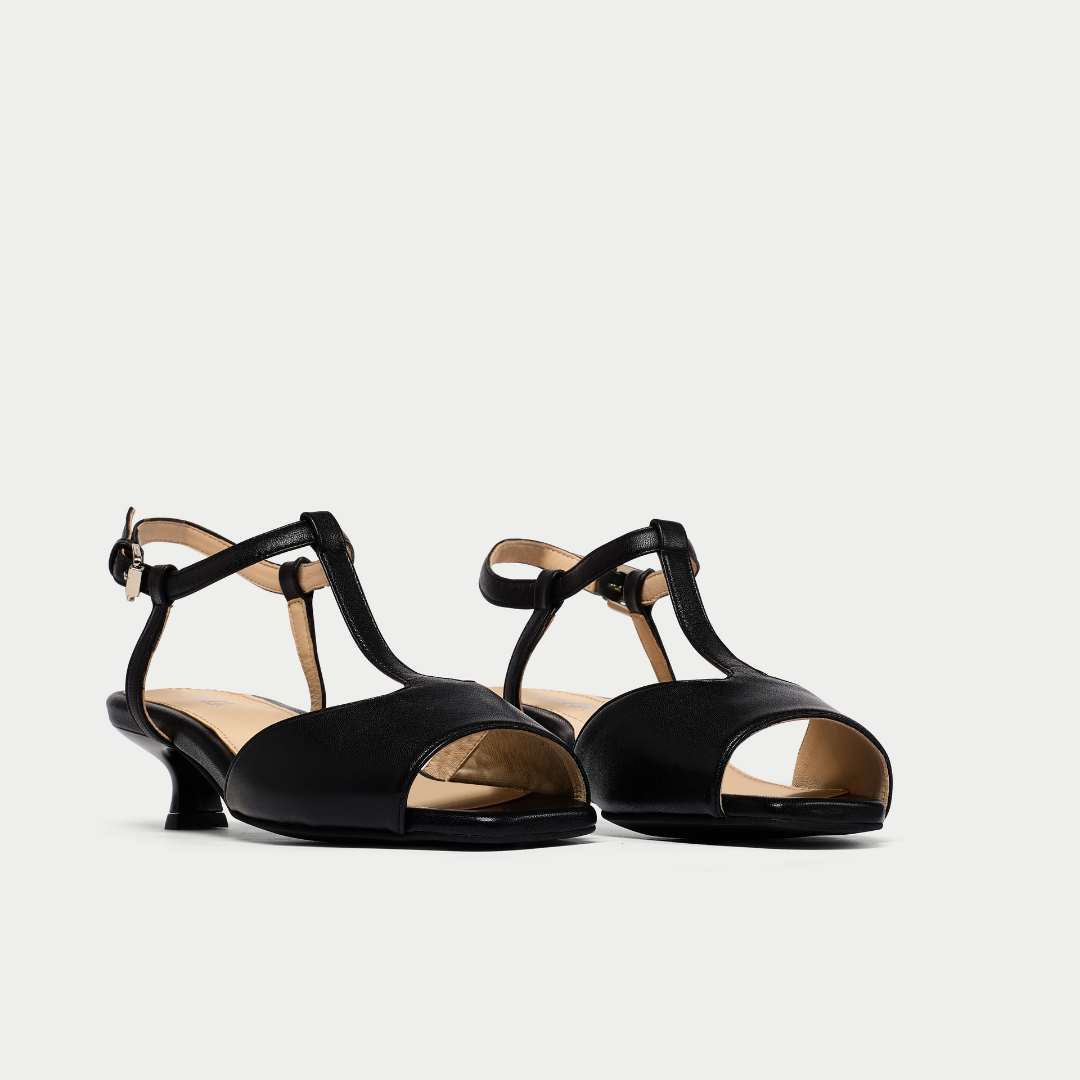 Edith black kitten heel sandal pair