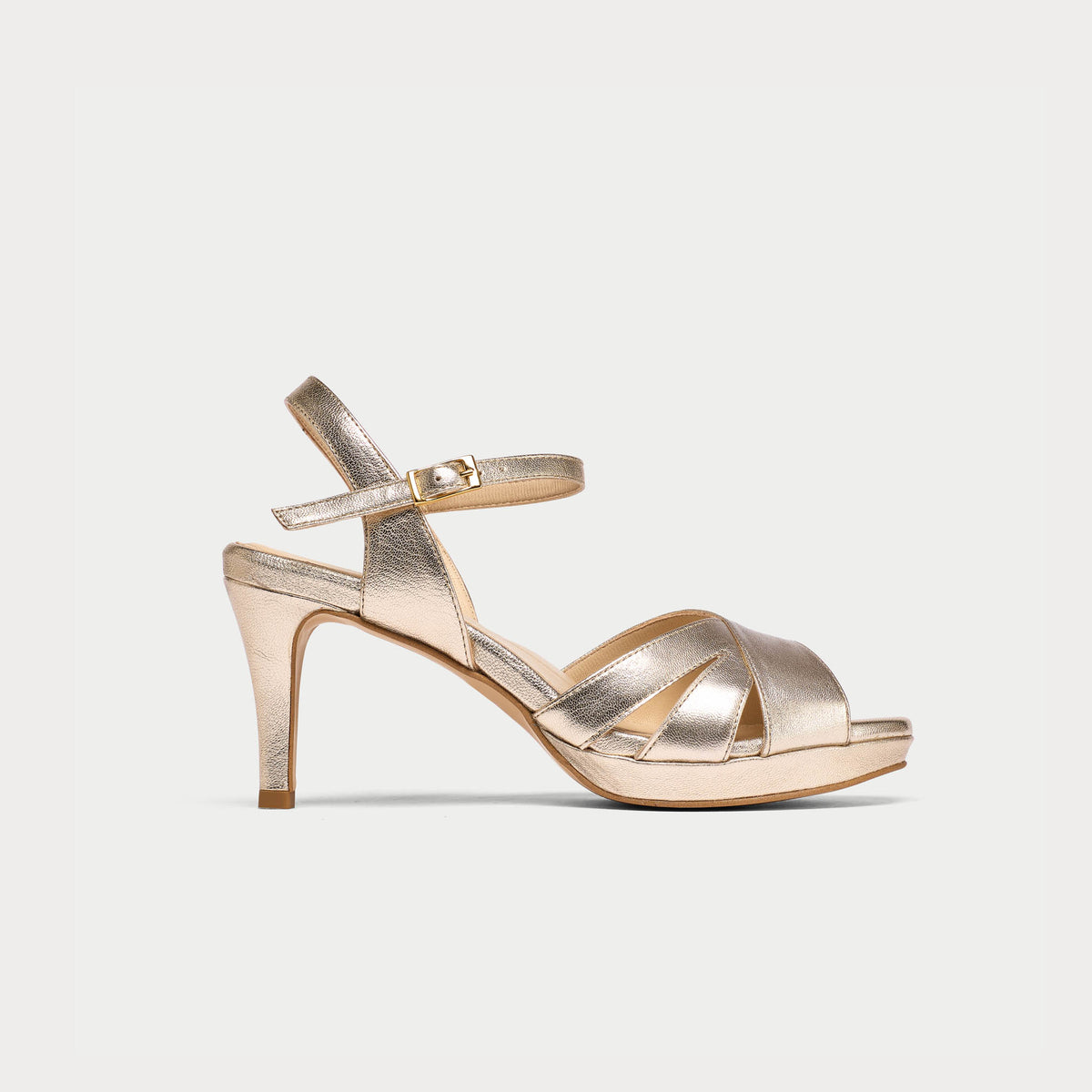 Emily - Champagne Leather Heeled Sandals (image 1)