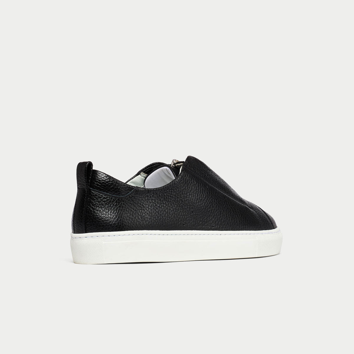 Estella - Black Leather Zip-Up Wide Fit Sneakers (image 7)