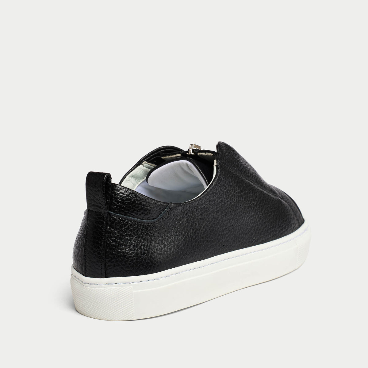Estella - Black Leather Zip-Up Wide Fit Sneakers (image 5)
