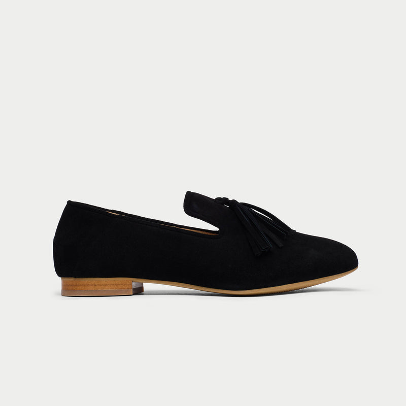 Freya - Black Suede Loafers