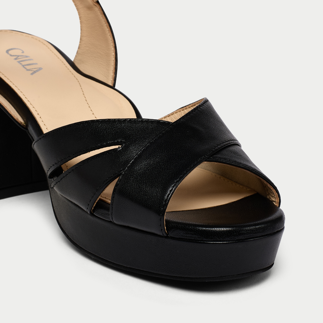 Gracie black heel sandals tip view