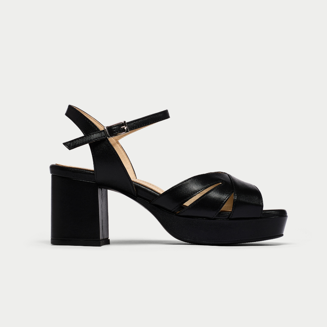 Gracie black heel sandals side view