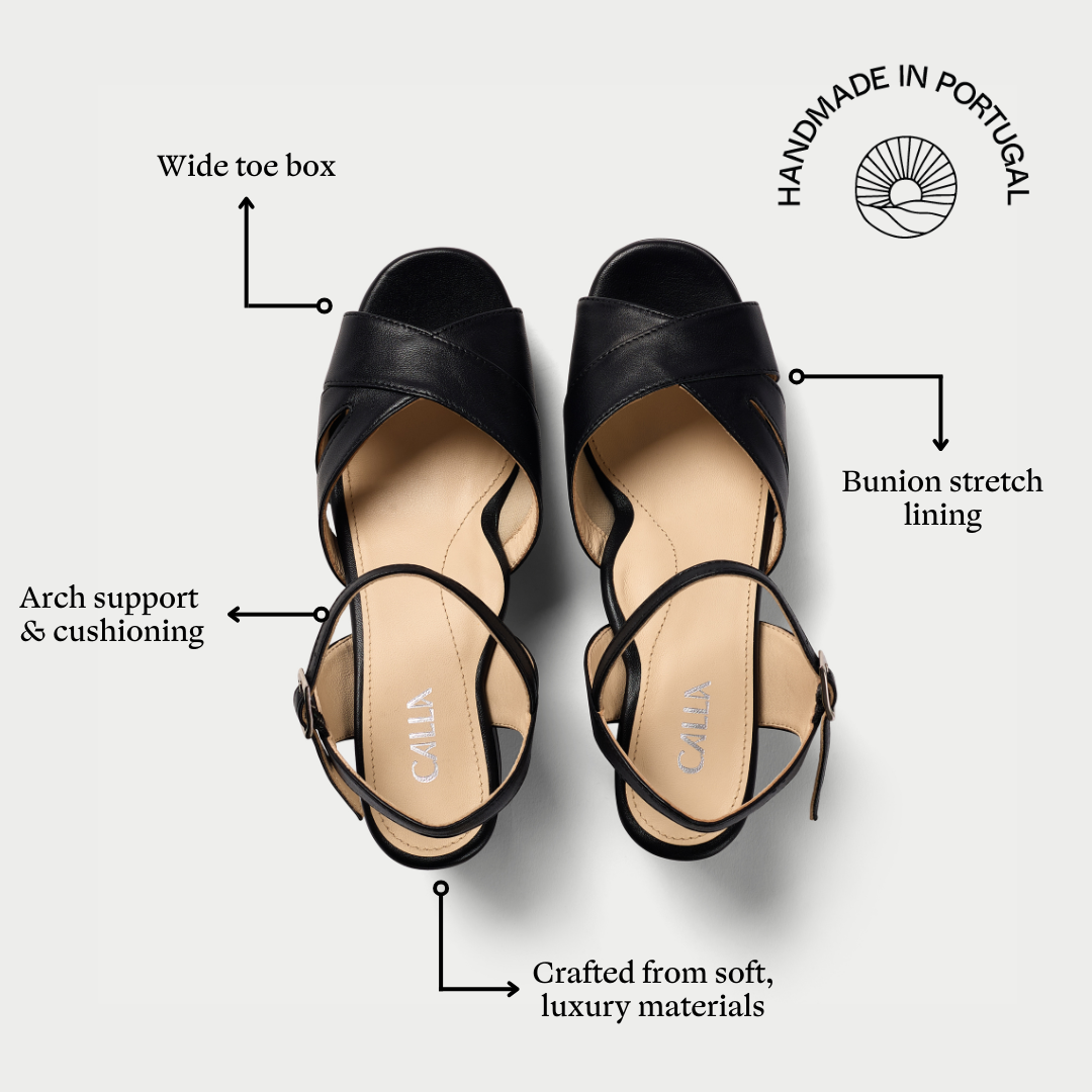 Gracie - Black Leather Block Heels (image 6)