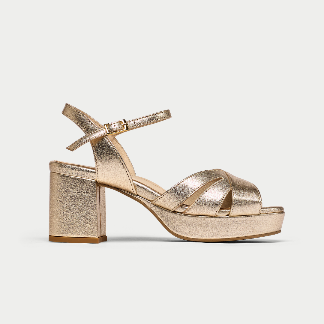 Gracie champagne heel sandals side view