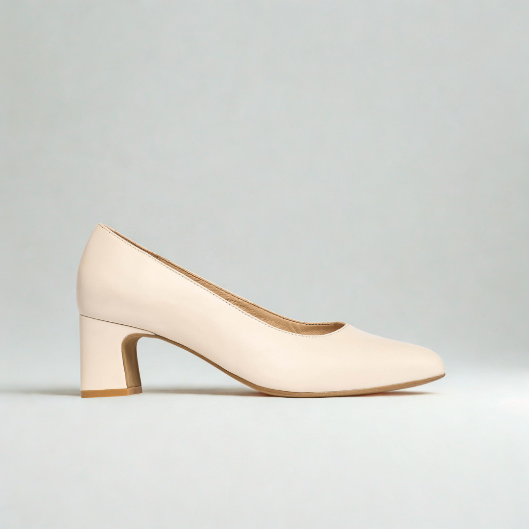 Hallie - Almond Leather Pumps