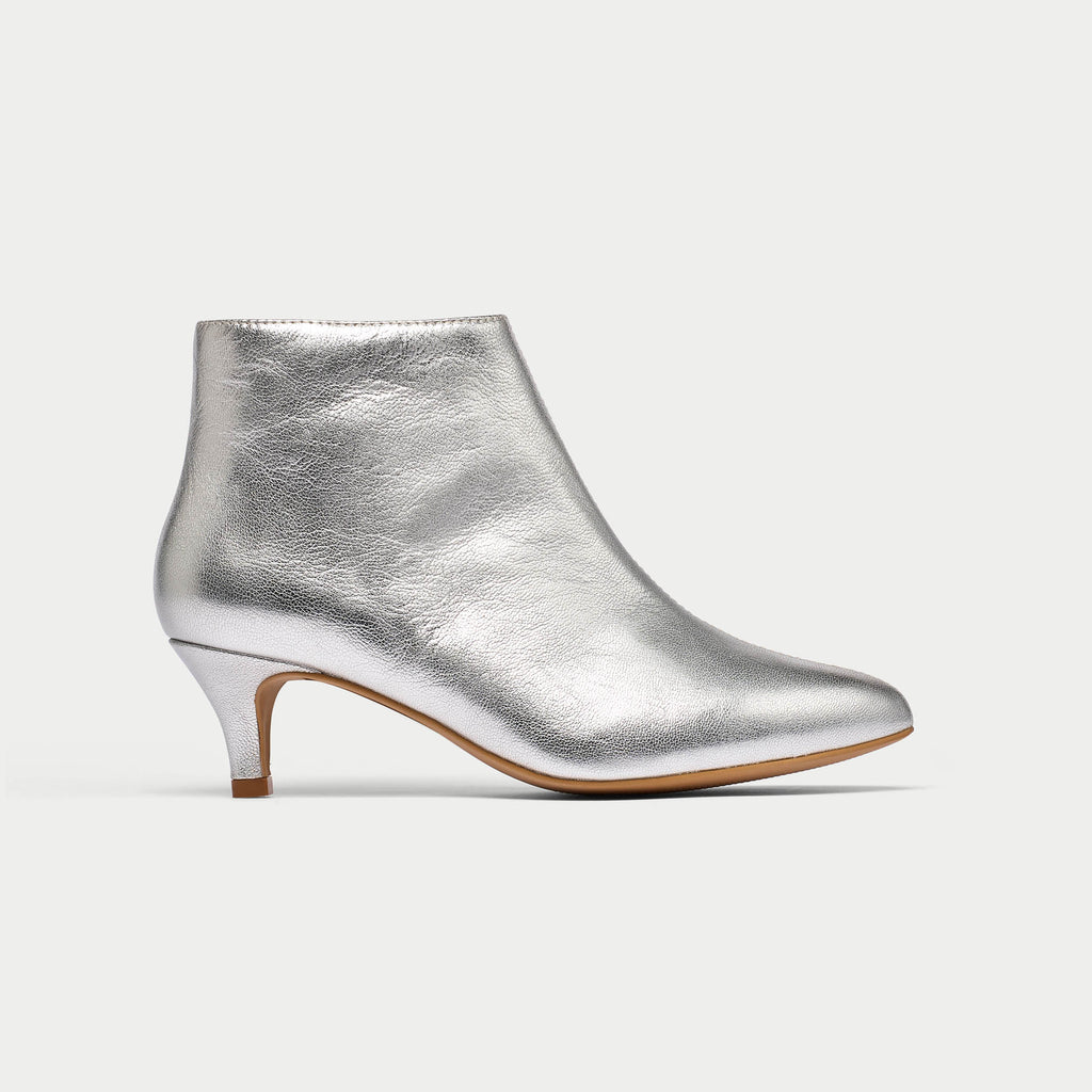 Silver low shop heel boots