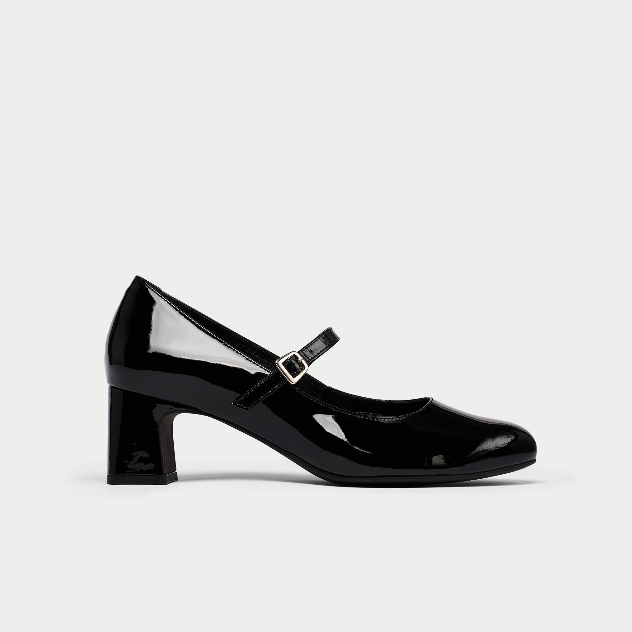 Calla Shoes Mary Jane Black Patent Leather block heel