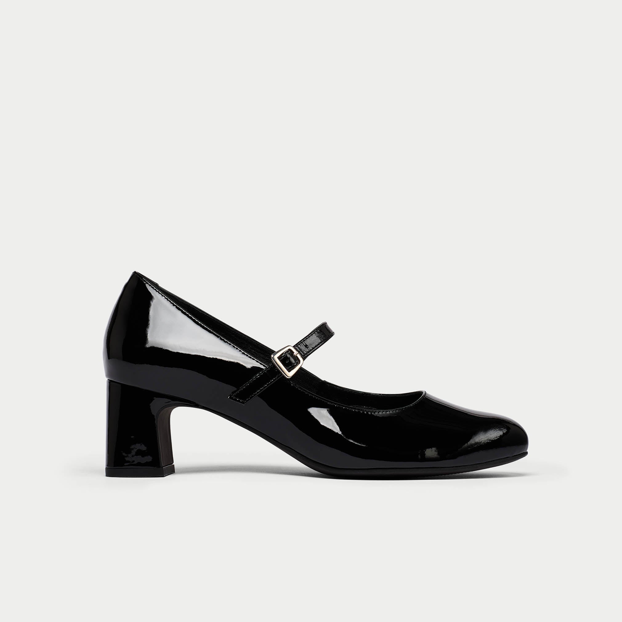 Calla Shoes | Mary Jane | Black Patent Leather block heel