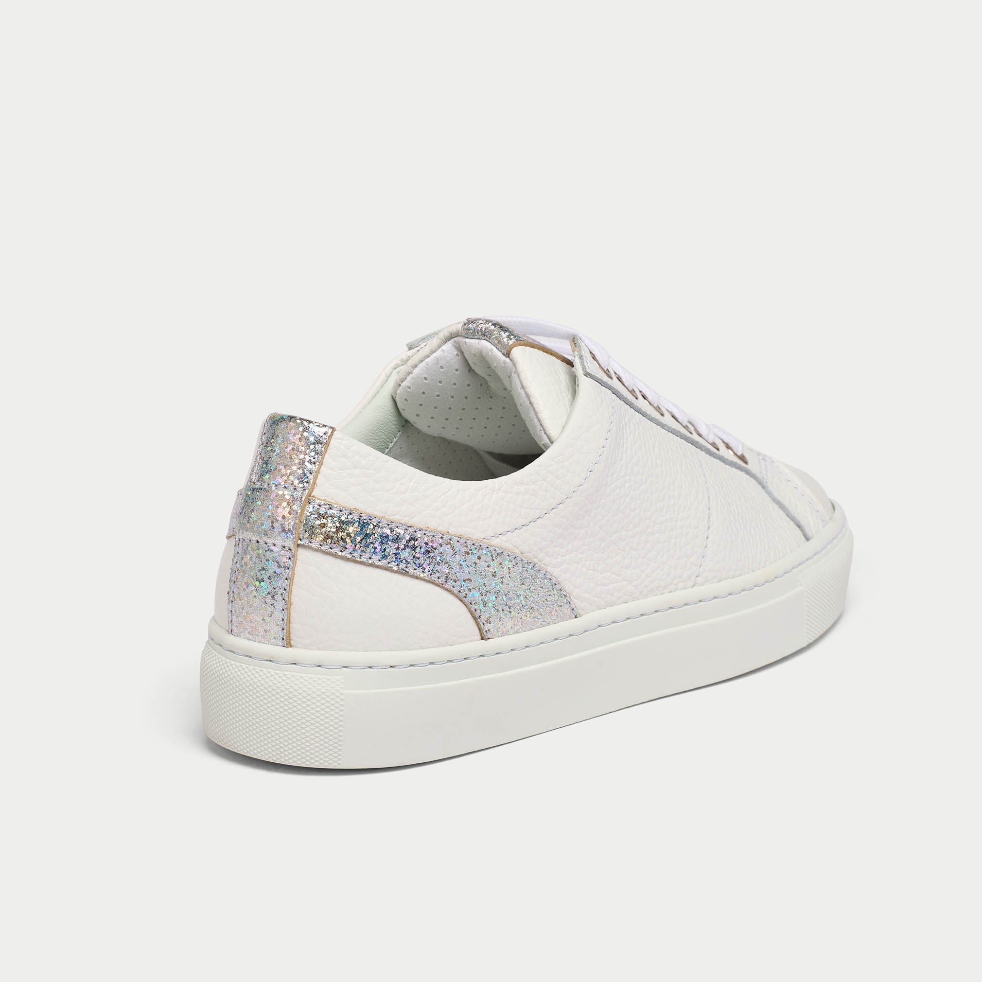 Luna white sneakers back/side view