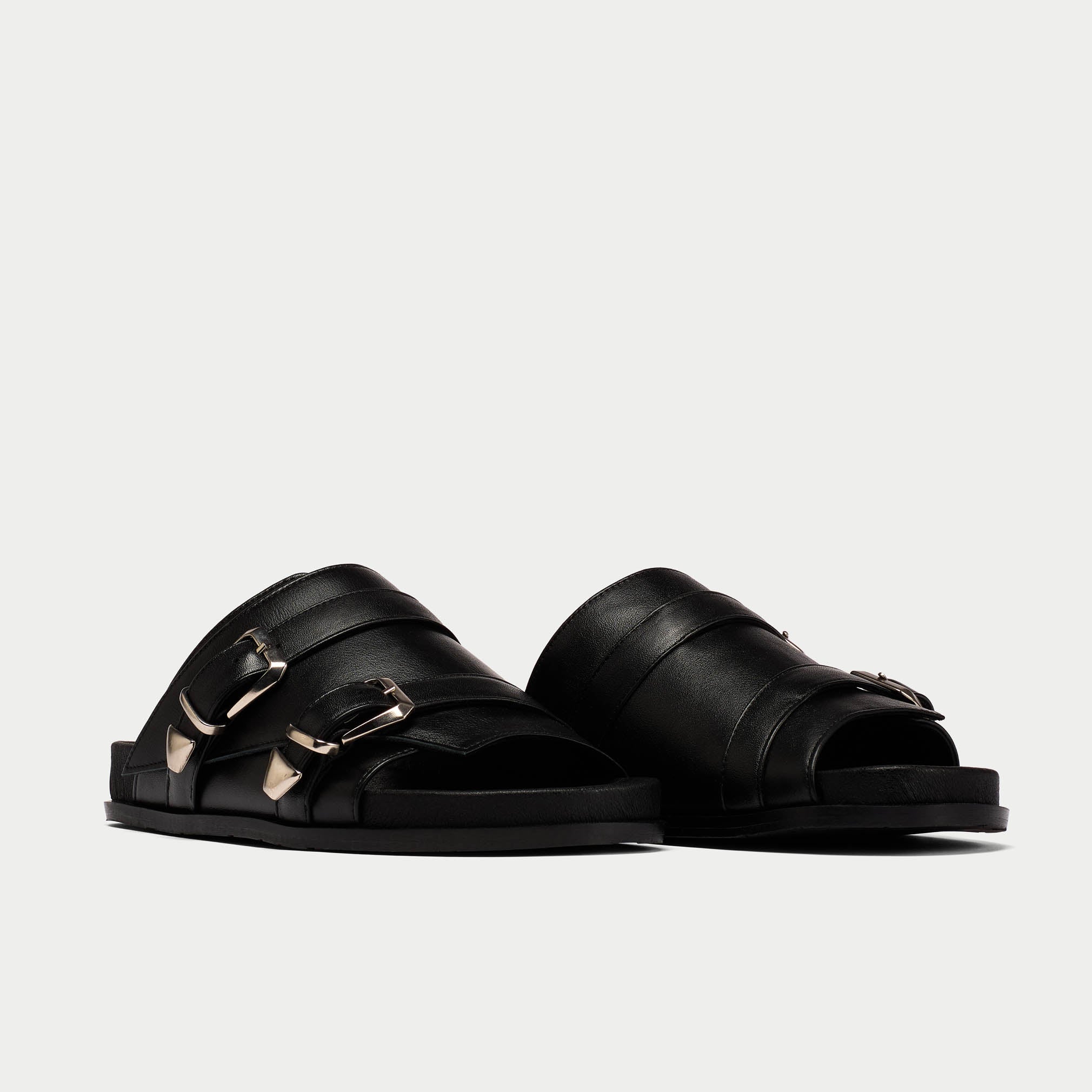 Lily black leather sandal pair