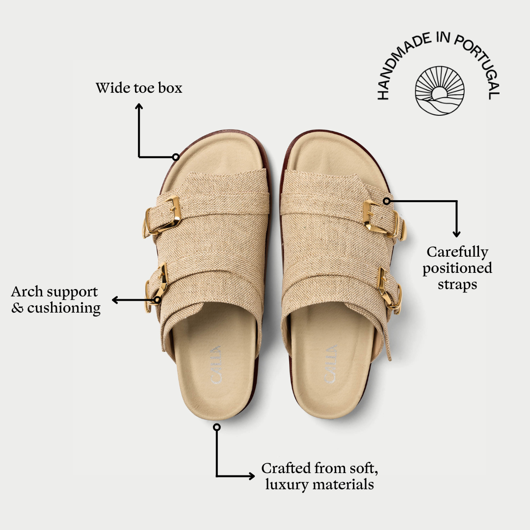 Lily linen sandal features